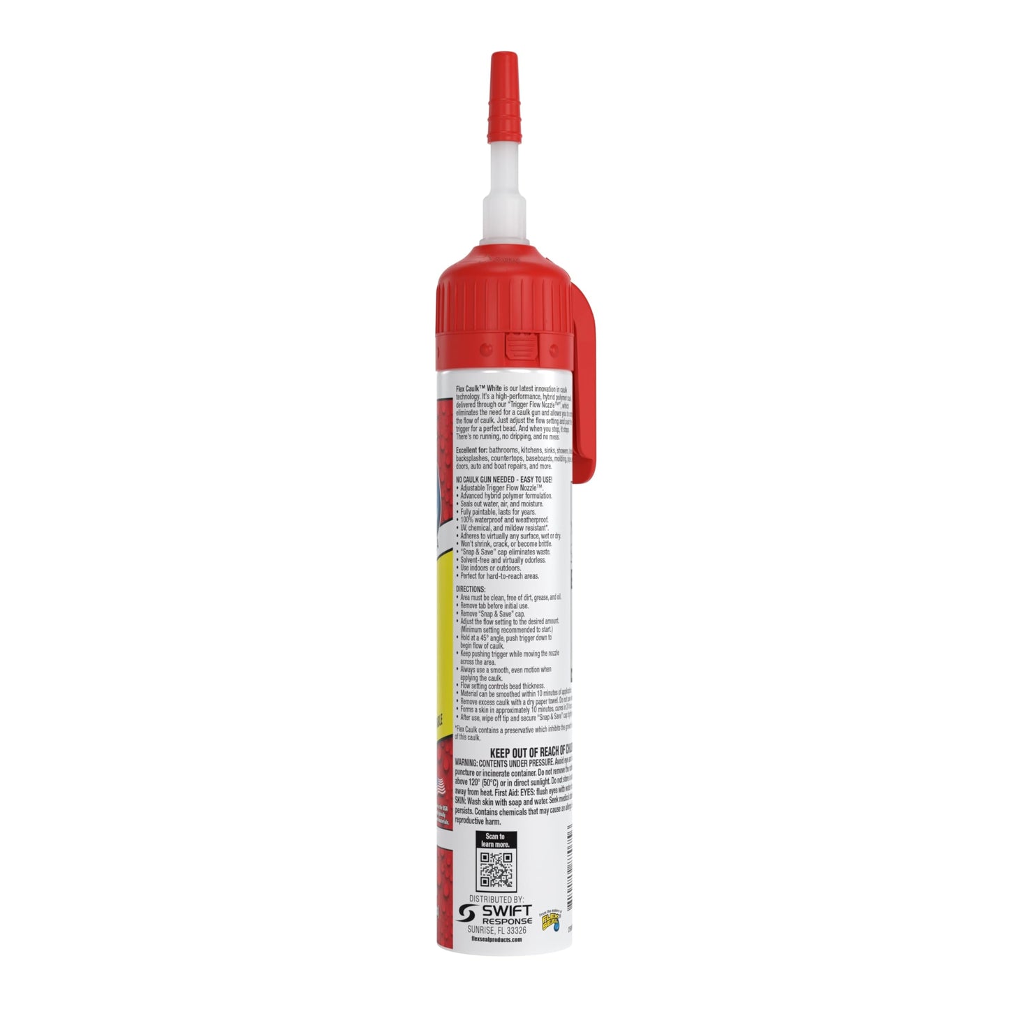 Flex Caulk, Waterproof & Weatherproof Hybrid Polymer Sealant, Strong, Paintable, Indoor, Outdoor, Bath, Shower, Sink, Window, Baseboards, Door, RV, Roof, Wood, Auto & Marine, White, 9 oz, 2-Pack