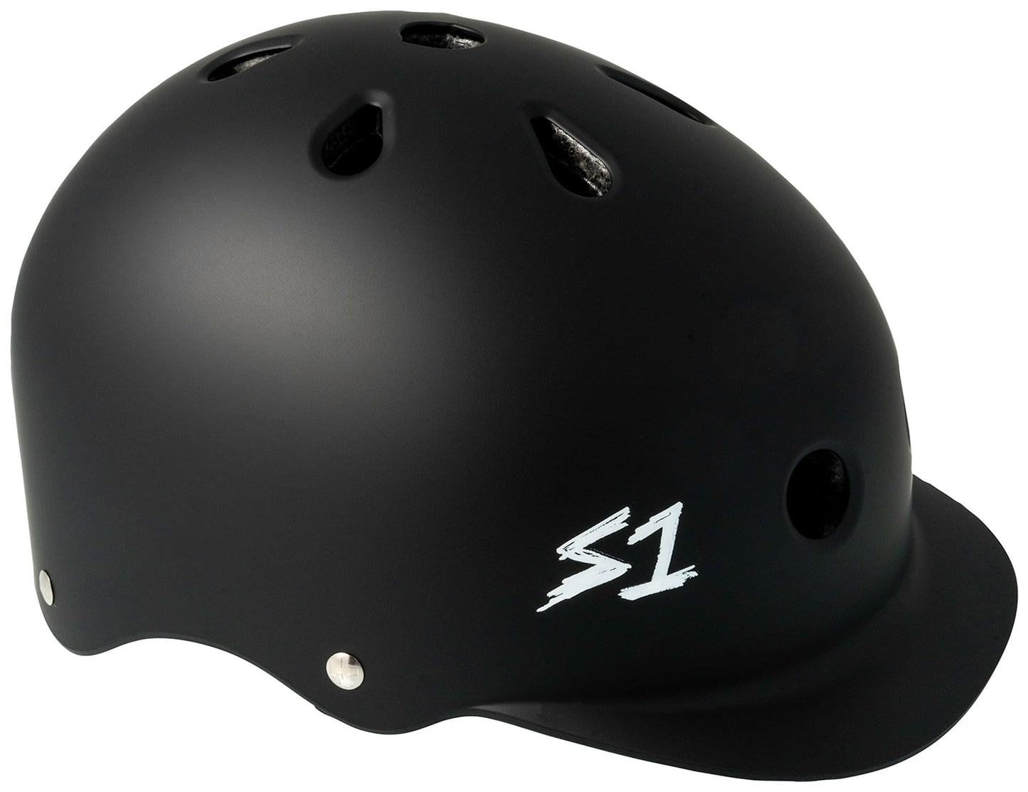 S1 Lifer Brim Helmet for Skateboarding, BMX, and Roller Skating - EPS Fusion Foam, CPSC & ASTM Certified - Black Matte Medium (21.5")