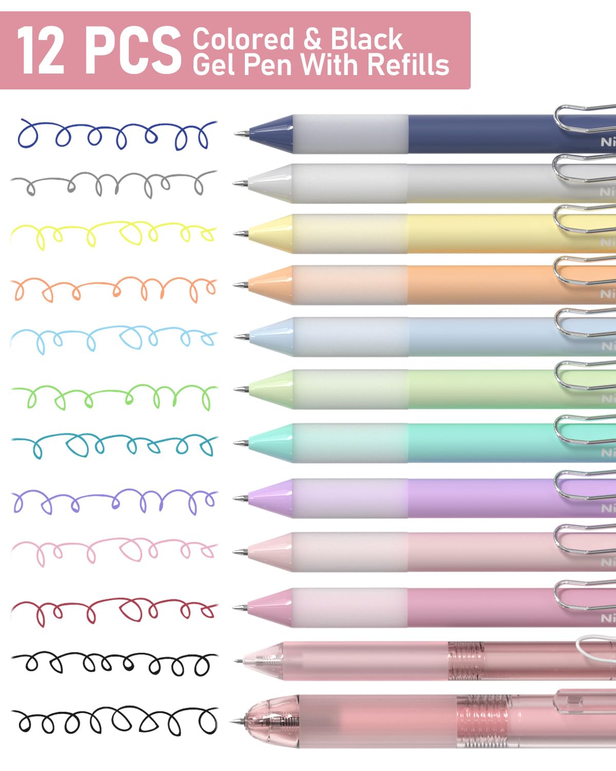 Nicpro 78 PCS Aesthetic School Supplies with Cute Pen Case, 12 Pastel Highlighters, 12 Color & Black Ink Gel Pens, 10 Mechanical Pencils 0.5, 0.7, 0.9, 2.0 mm, 6 Multicolor Pen for Student Stationary