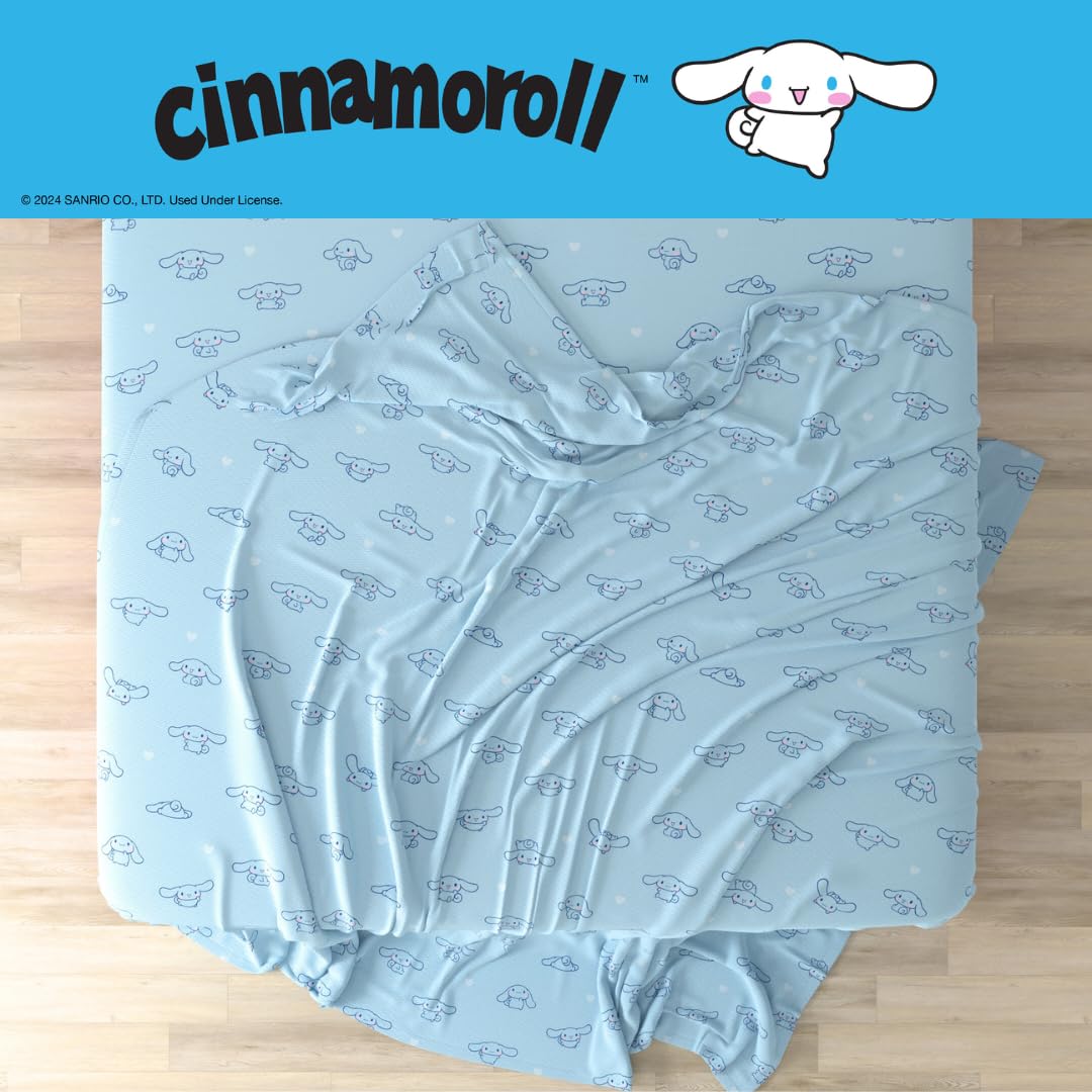 Cinnamoroll Bedding Super Soft Cozy Microfiber 3 Piece Twin Sheet Set, (Officially Licensed Product) by Franco