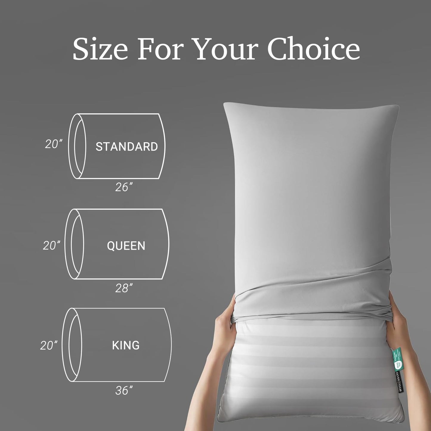 Hotel Grand Bed Pillows Queen Size Set of 2 Packs - 500 Thread Count 100% Cotton Medium Firm Hypoallergenic Feather Down Pillows Machine Washable Pillow for Back, Stomach or Side Sleepers, 20"x28"