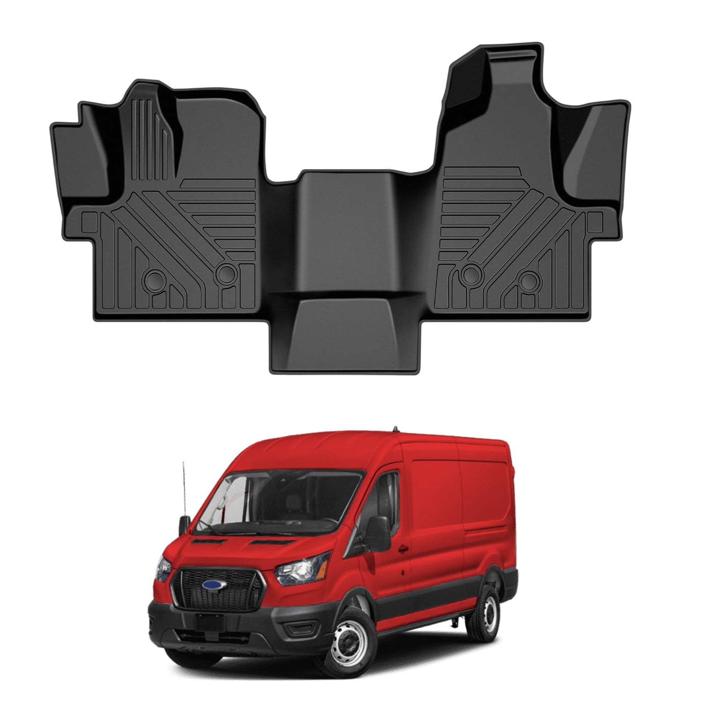 JTYZSM Floor Mat Front Liner Only for 2022-2024 Ford Transit(All Models with Vinyl Floors), All Weather TPE Cargo Mat for 2022 2023 2024 Transit Front 1st Row Accessories