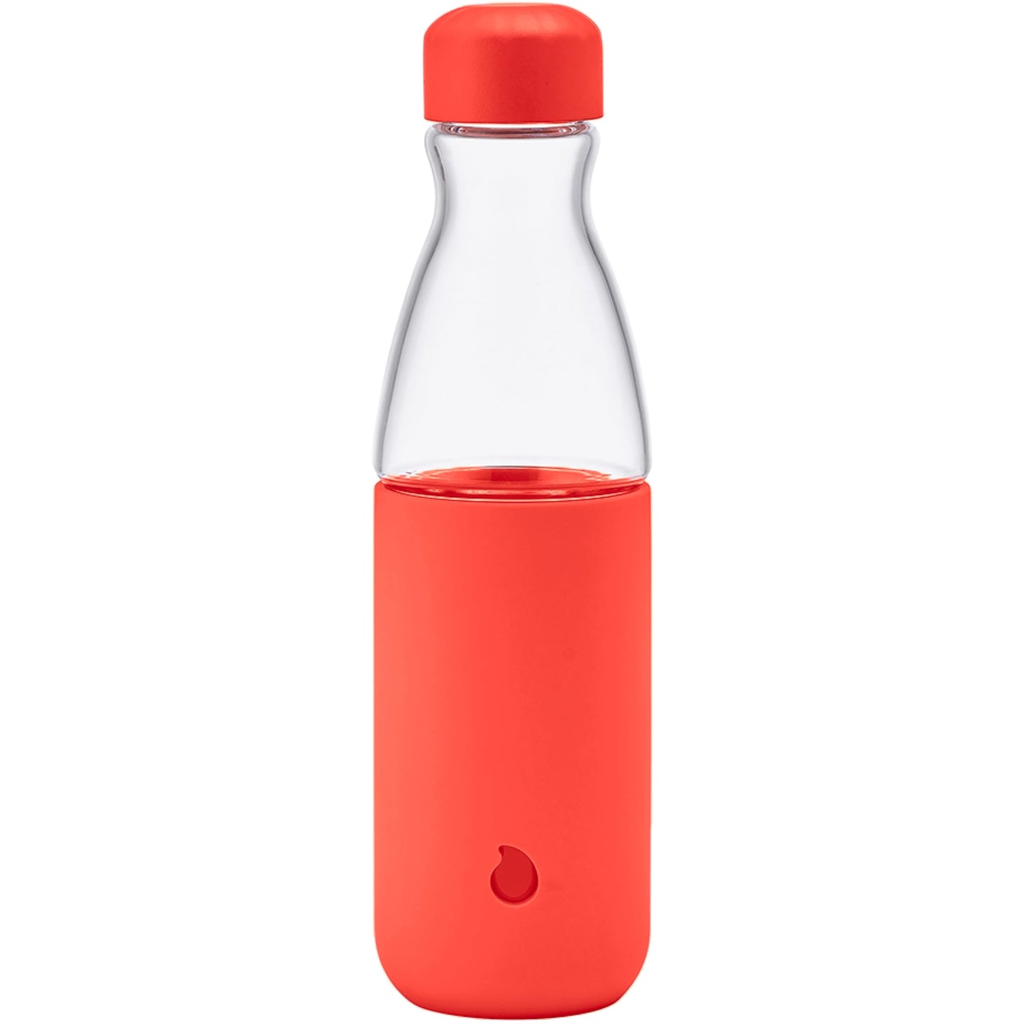 S'well Glass Original Water Bottle, 18oz, Radiant Coral, Borosilicate Glass Bottle With Protective Silicone Sleeve, Zero Plastic, Leakproof, BPA Free