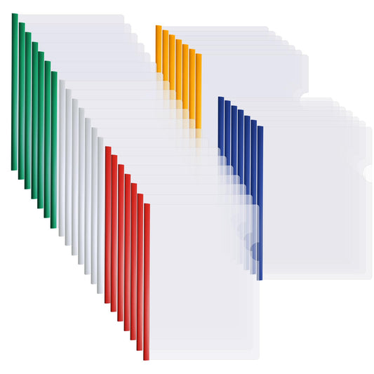 150 Pcs Bulk A4 Clear Report Cover with Sliding Bar 5 Colors Folder Binder Sliding Bar Files Classification Transparent Resume Clipbar Presentation File Folders for School and Office