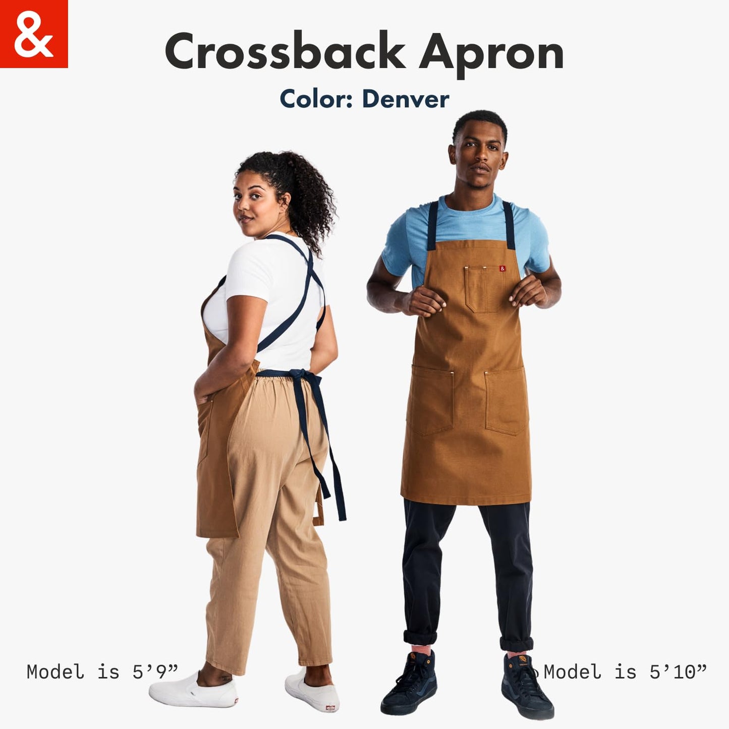hedley & bennett Crossback Chef Apron – Professional Kitchen Apron for Men & Women – 100% Cotton Canvas, 8oz Fabric – Denver Brown