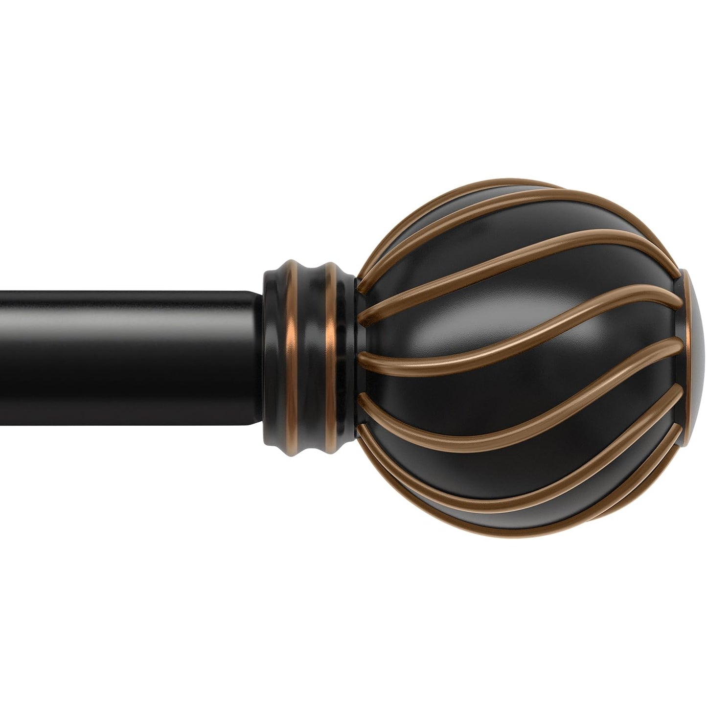 Oneach Black Curtain Rods for Windows 72 to 144 Inch, 7/8" Adjustable Heavy Duty Decorative Drapery Rods with Round Netted Texture Finials (Pack of 1, 36 to 150 Inch)
