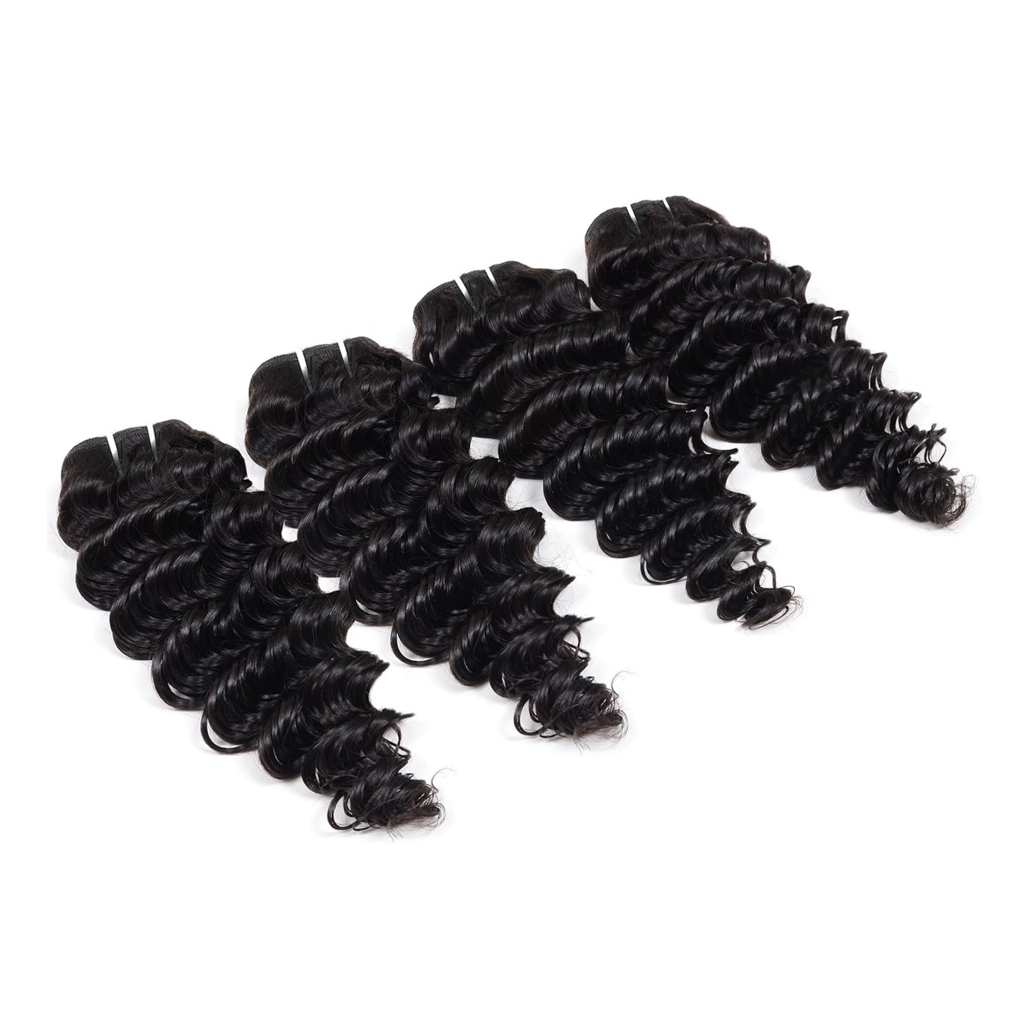 JTdebade 12 Inch Human Hair 4 Bundles Deep Wave Human Hair 100% Unprocessed Virgin Hair 12A Grade Natural Color Hair Extensions for Black Women(12'' 12'' 12'' 12'')