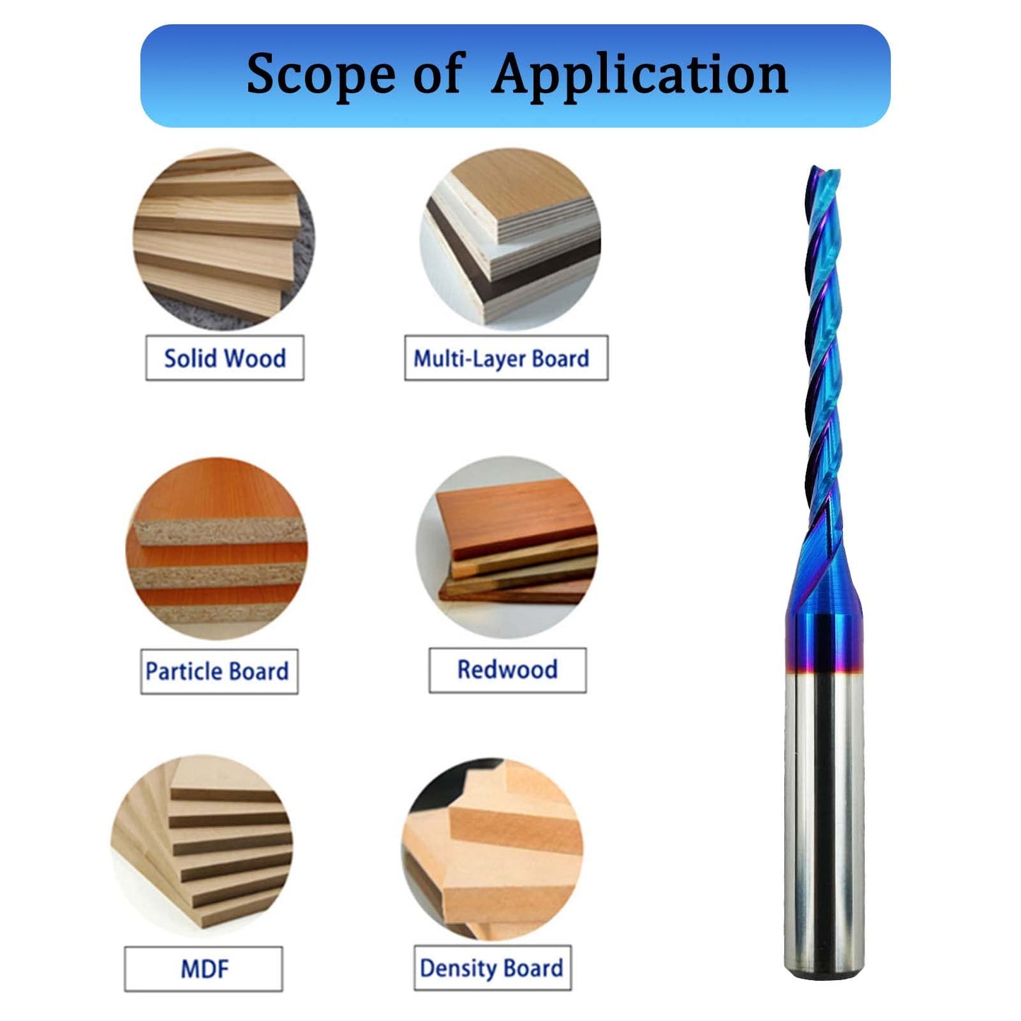 2 PCS CNC Router Bit 3 Flutes 1/8 inch Cutting Dia 1/4 inch Shank Extra Long Spiral CNC Router Bits Solid Carbide End Mill with NACO Coating for Wood Cut Carving