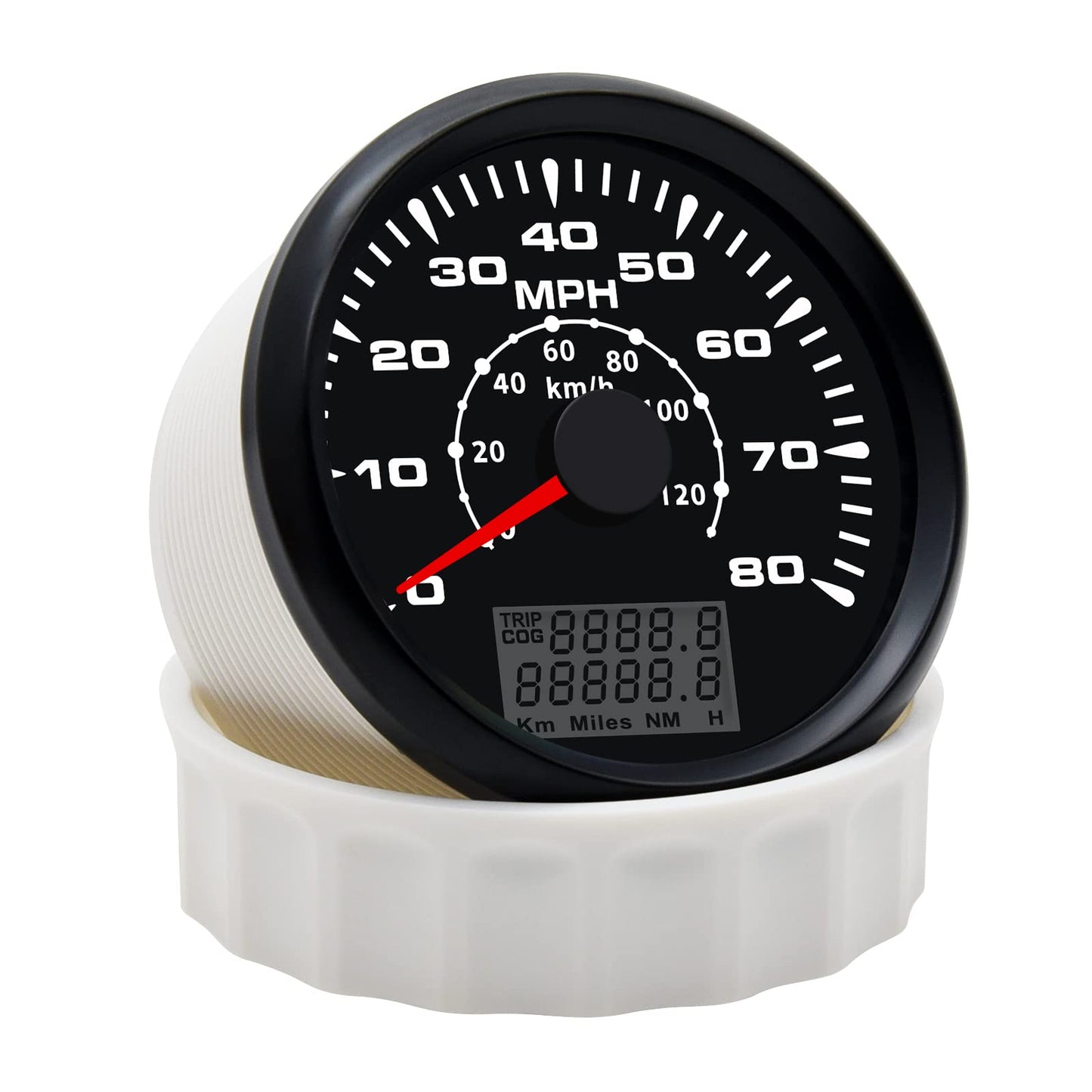 Geloo 85MM GPS Speedometer Gauge Boat MPH Speedometer Waterproof 0-80MPH 0-120KM/H Marine Speedometer Odometer LCD Indicators with 7 Backlight fit Car Truck Motorcycle Speedometer GPS Gauge Auto 9-32V