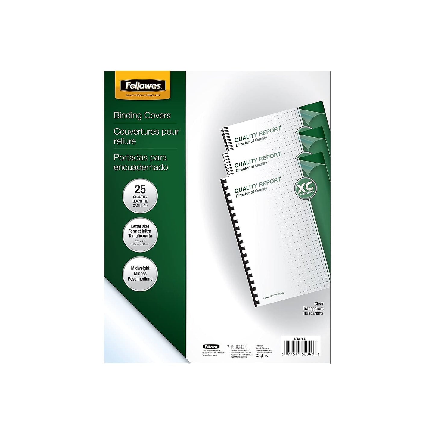 Fellowes Crystals Clear PVC Binding Covers, 8mil Letter, 200 Pack (5204303)