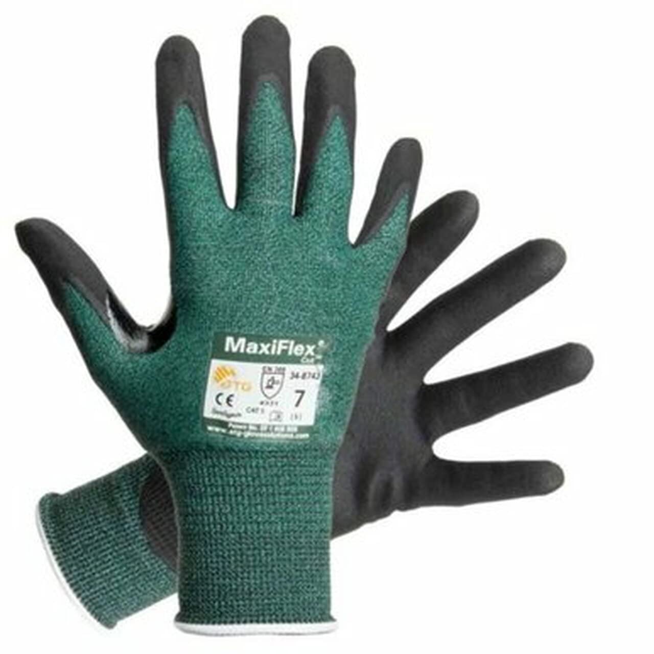 MaxiFlex 34-8743 Gloves Cut Resistant Nitrile Coated Work Green Nitrile Gloves