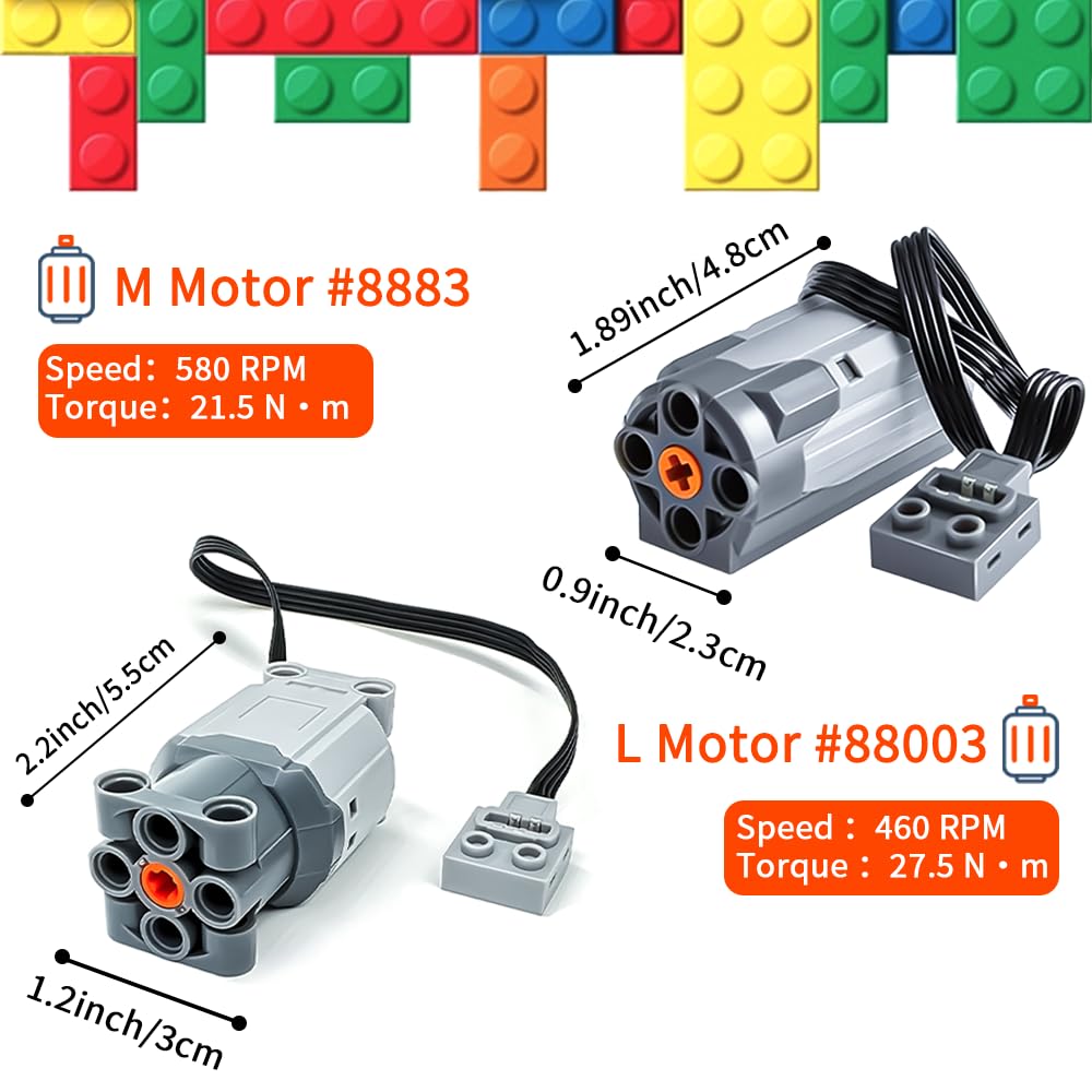 48Pcs Power Function Kit Set Motor Battery Infrared-Remote-Control Receiver Train Adjustable Speed Motor, Power Change Parts Compatible with mainbrands Technic-Parts