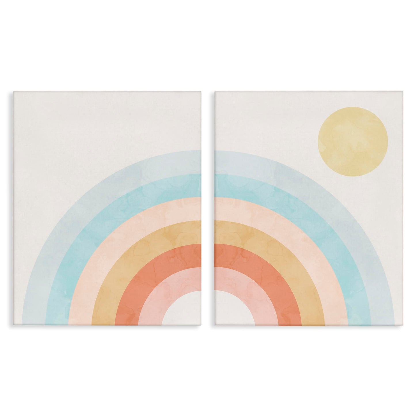 Stupell Industries Bold Summer Sun Rainbow Soft Pastel Tones Kids, Design by Daphne Polselli Canvas Wall Art, 2pc, Each 16 x 20, Multi-Color