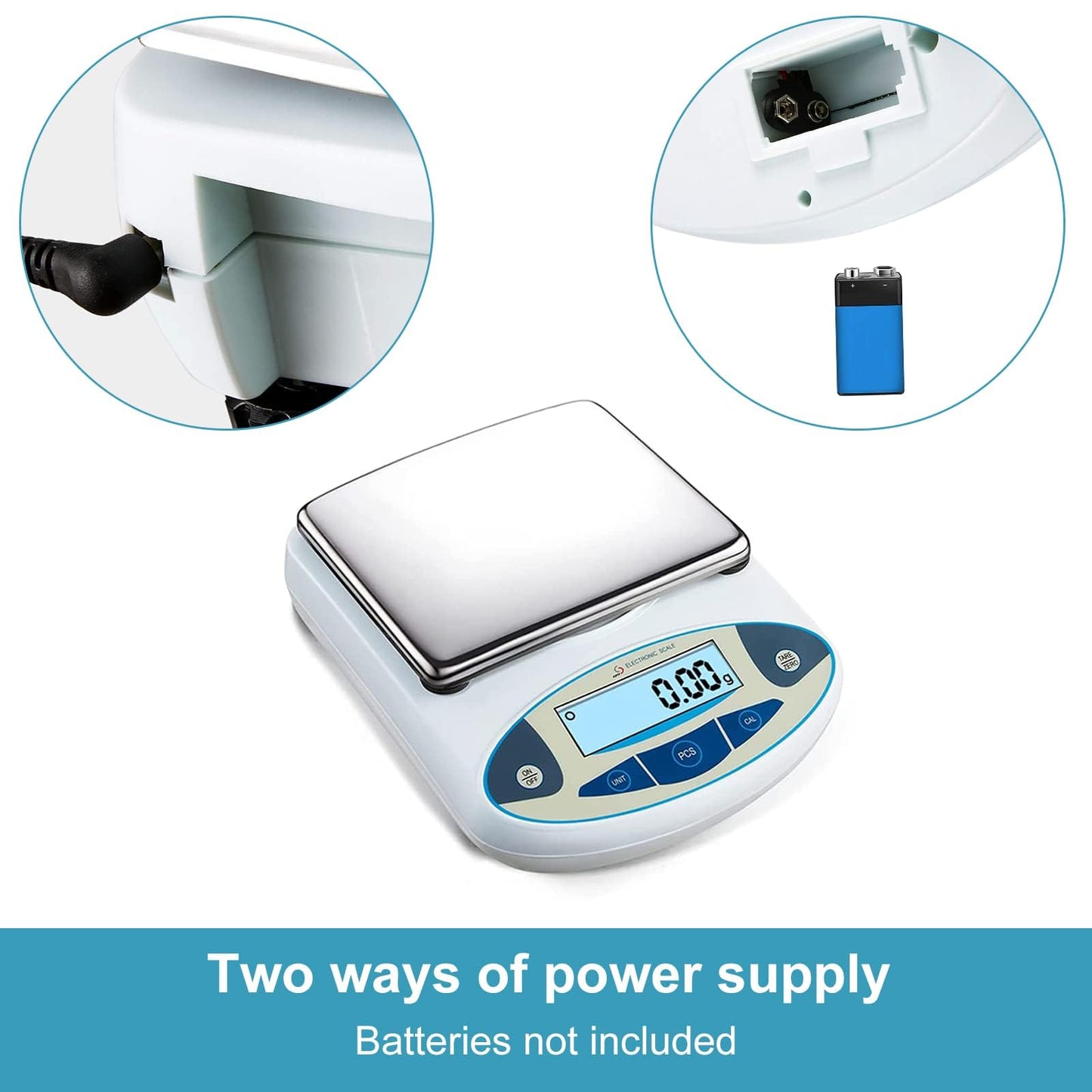 Lab Scale 5000g x 0.01g Accuracy High Precision Electronic Analytical Balance Laboratory Precision Scale Digital Kitchen Balance Scale Jewelry Scale Scientific Scale, 6.7'' Weighing Surface Dp