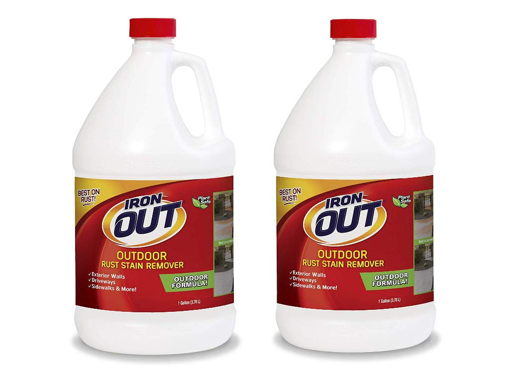 Iron OUT Liquid Rust Stain Remover, Pre-mixed, Quickly Removes Rust Stains from Concrete, Vinyl and Other Outdoor Surfaces, No Scrubbing, Safe to Use, 2 Gallons