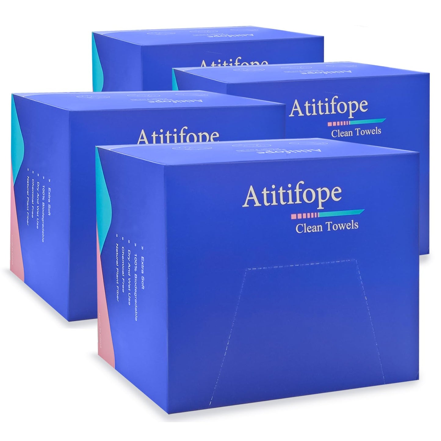 Atitifope Disposable Cloths for Face 200Count Travel Cleaning Cloths 100% Biodegradable Makeup Remover Wipes (4Boxes)