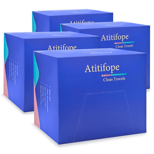Atitifope Disposable Cloths for Face 200Count Travel Cleaning Cloths 100% Biodegradable Makeup Remover Wipes (4Boxes)