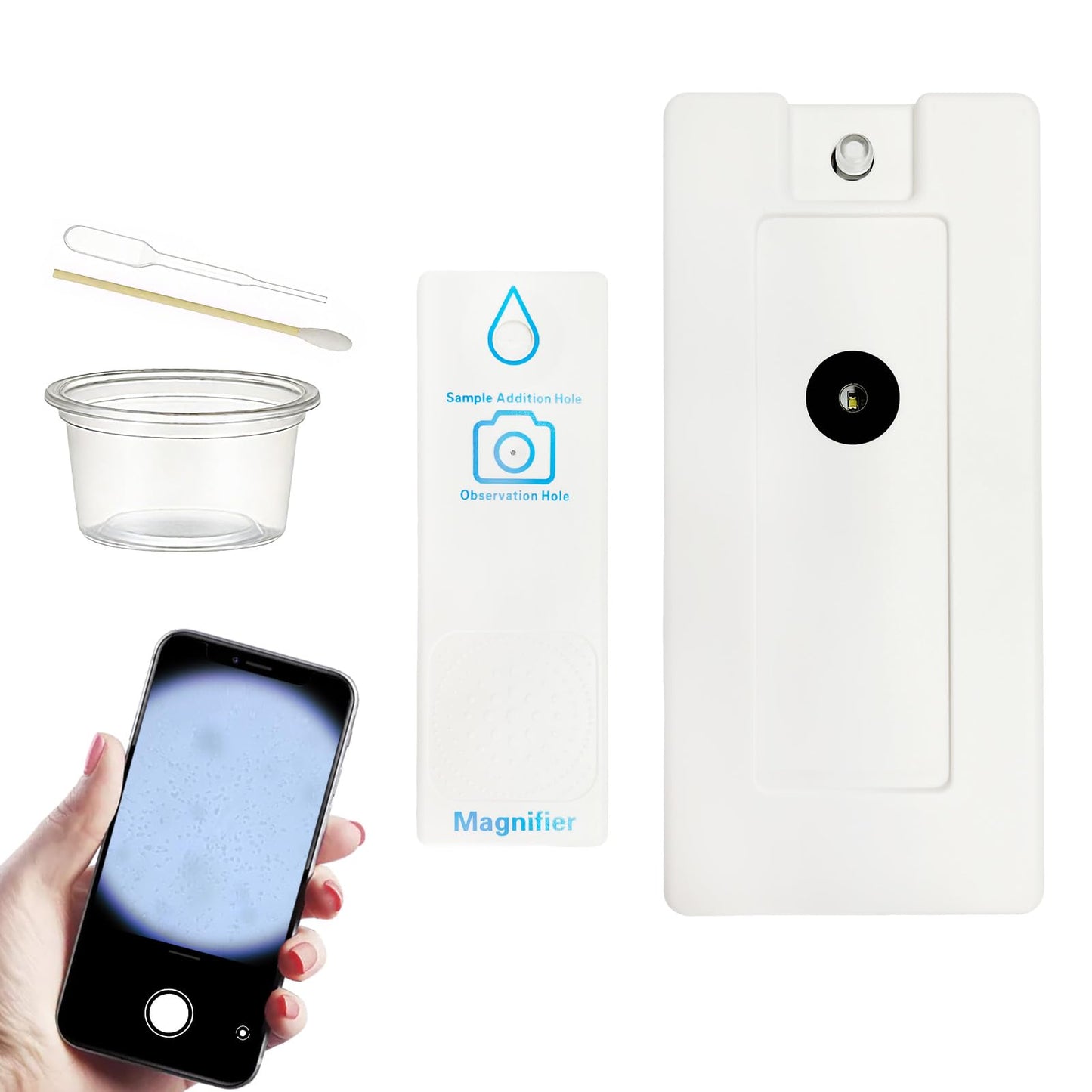 Magnifying Glass, Magnifier Rro, Private, Simple, Reusable Dase with Disposable Lens,Male Family One-Time Testing（(White)