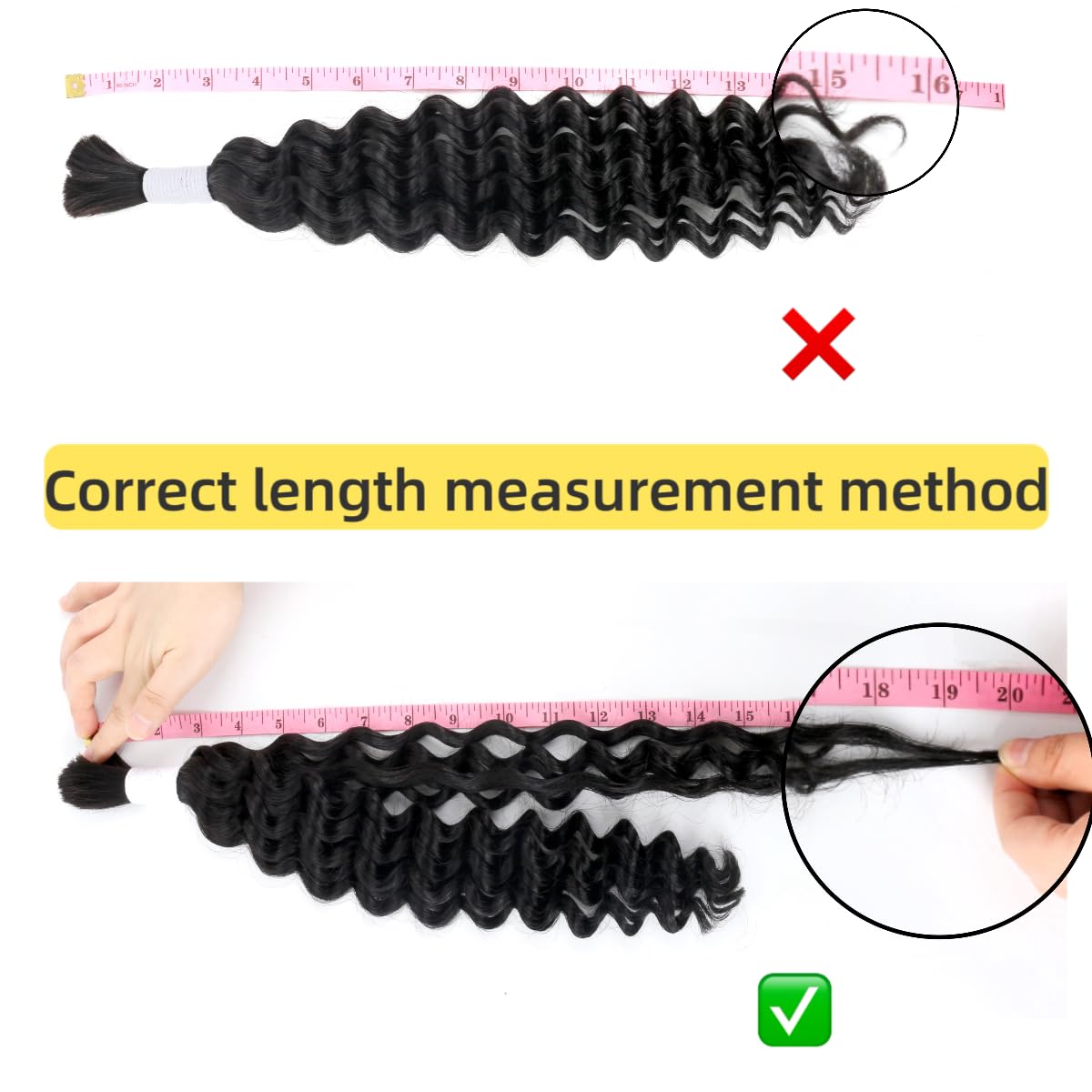 Deep Wave Human Braiding Hair 24Inch 2 Bundles 100g Bulk Human Hair for Braiding No Weft Human Braiding Hair for Boho Braids Wet and Wavy 100% Brazilian Virgin Curly Hair for Braiding Hair Extensions