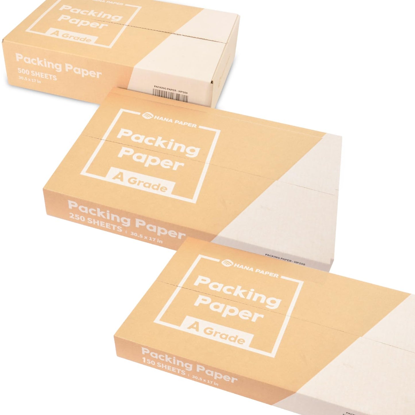 HANA PAPER 30.5" x 17" Large size (500 sheets, 17.6lb) Packing Paper Sheets for Moving, A grade of Newsprint paper for wrapping, storage, shipping. Box packaged. Ideal for wrap dish, glassware.