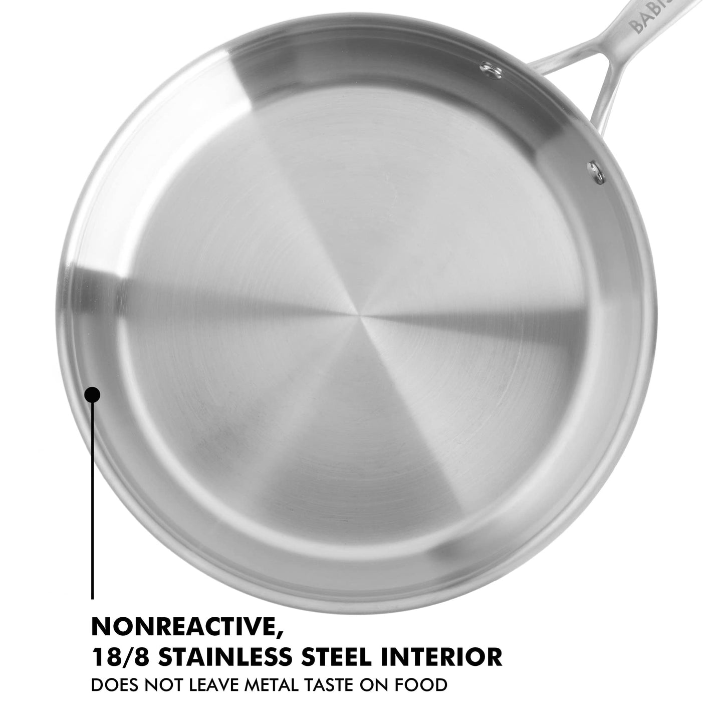 Babish 12-Inch Tri-Ply Stainless Steel Frying Pan with Lid – Professional Grade Skillet for Searing, Sautéing & Even Heat Cooking