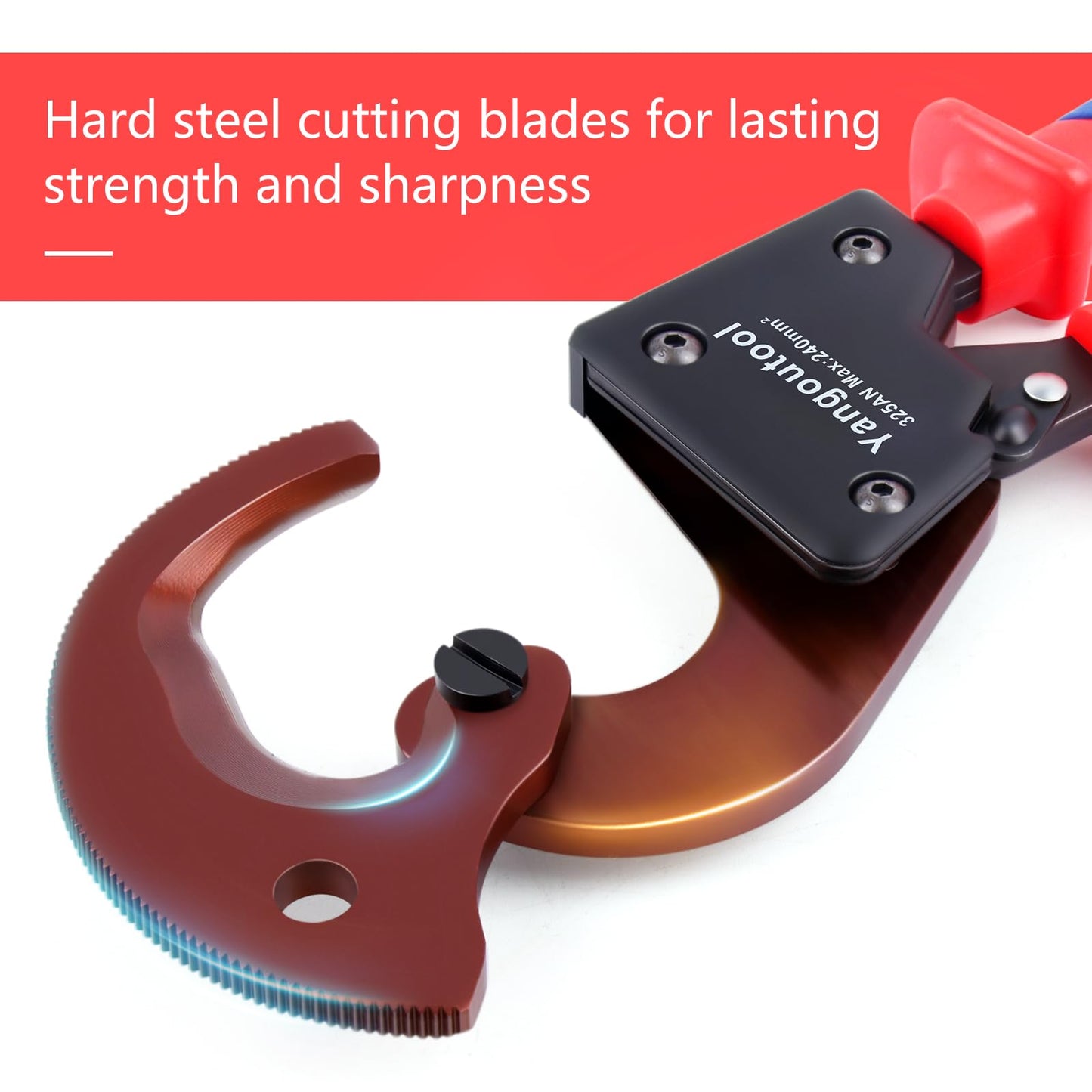 Yangoutool Ratchet Cable Cutter Heavy Duty for Copper and Aluminum Cables, 240mm² Capacity, Sharp Polished Edges, Ideal for Cutting Large Armored Electrical Wires, Perfect for Electricians