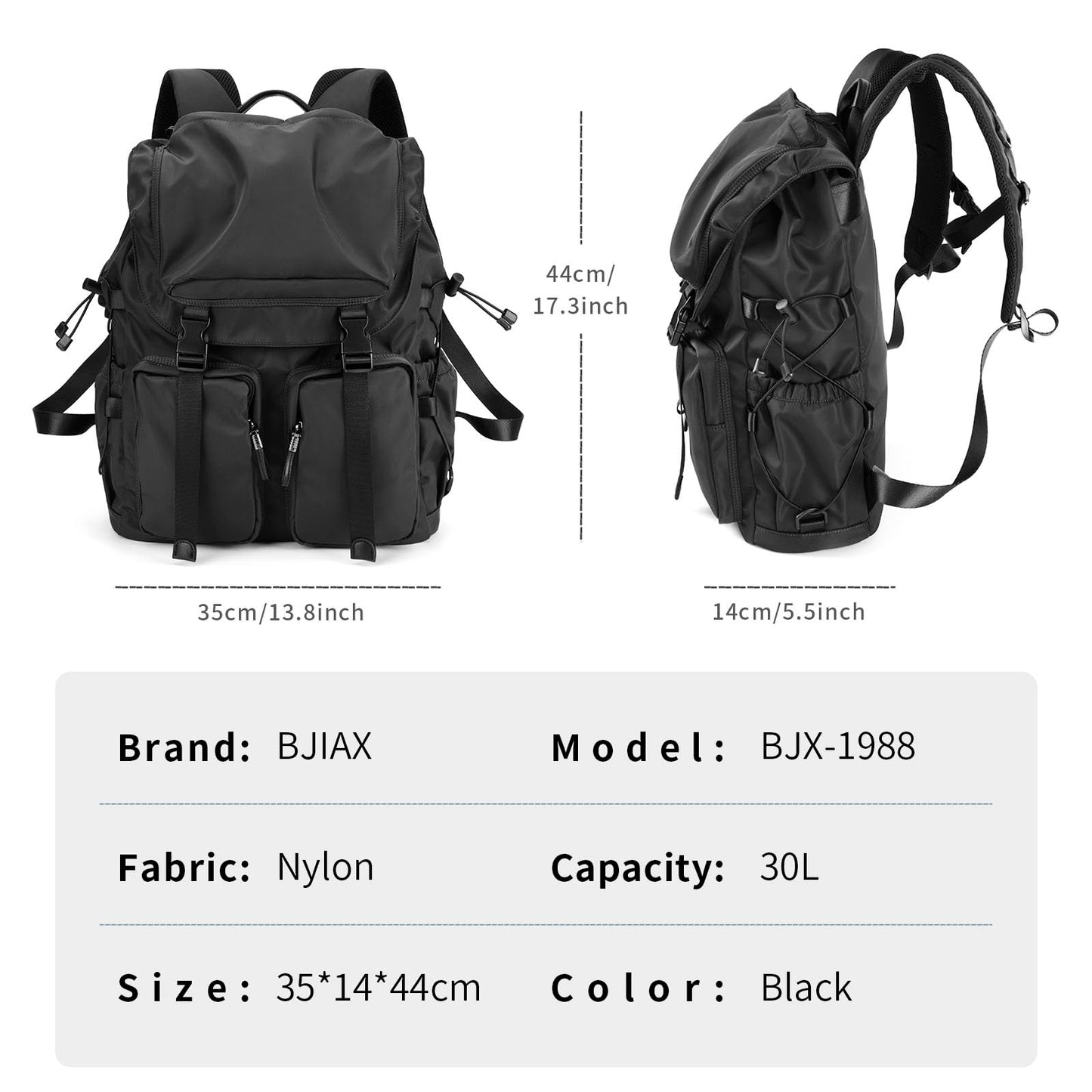 BJIAX Vintage Laptop Backpack for Men & Women, 30L Functional Stylish Backpack with Stretchy Side Pocket Design, Water Resistant College Work Commuter Travel Backpack Fits 15.6 Inch Tablet, Notebook