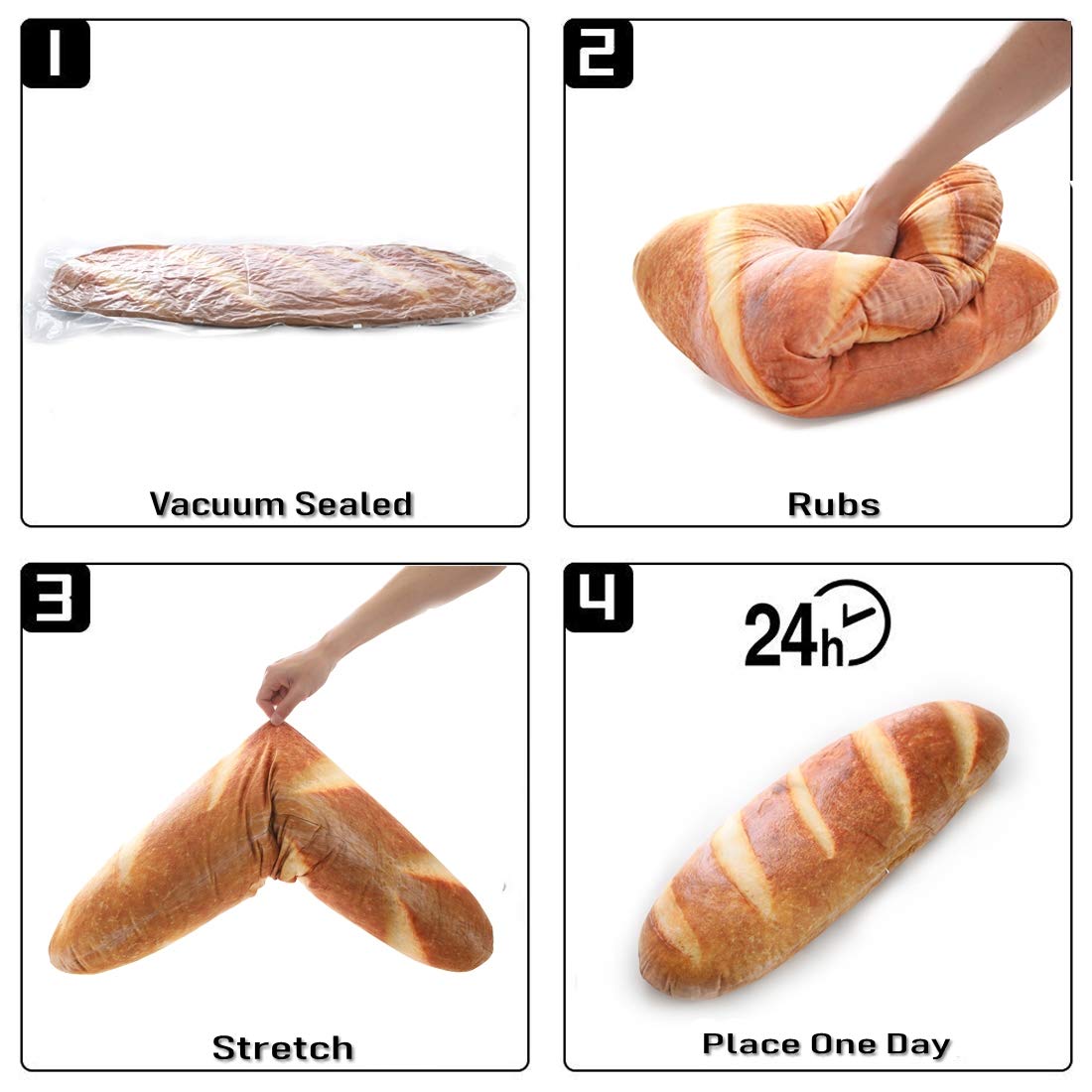 (100cm , Style1) - Levenkeness 3D Simulation Bread Shape Plush Pillow,Soft Butter Toast Bread Food Cushion Stuffed Toy for Home Decor 100cm