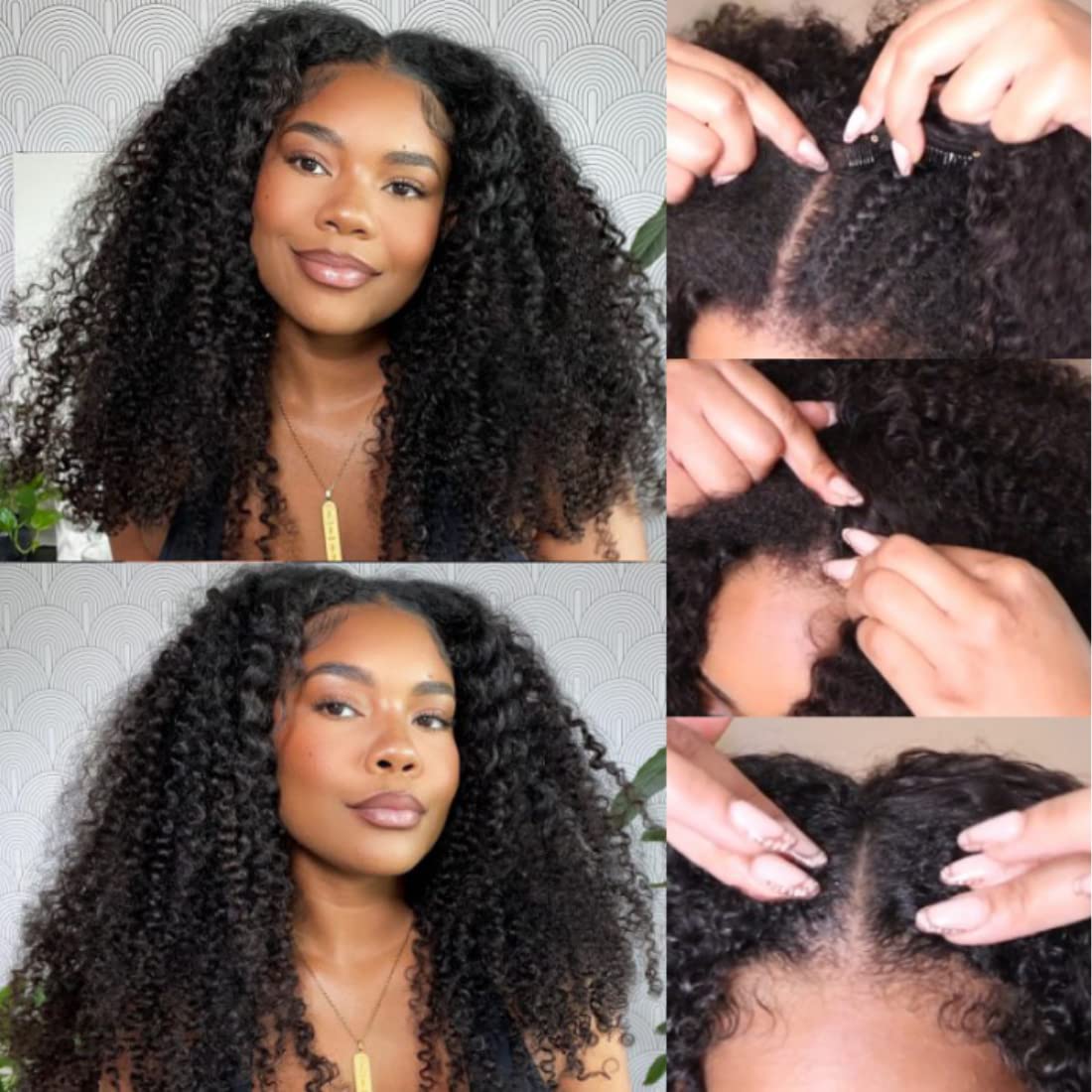 Nadula V Part Kinky Curly Wigs Human Hair No Leave Out Upgraded U Part Wigs for Women Affordable 4C Afro Curly Vpart Wigs Clip in Half Wig Beginner Friendly 150% Density Natural Color 18inch