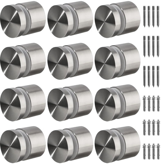 12 Pack LukLoy SS316 Heavy Duty Glass Railing Standoff Hardware for Balcony Stair Balustrade Glass, 2" Stair Glass Railing Standoffs Pins (Marine Grade)