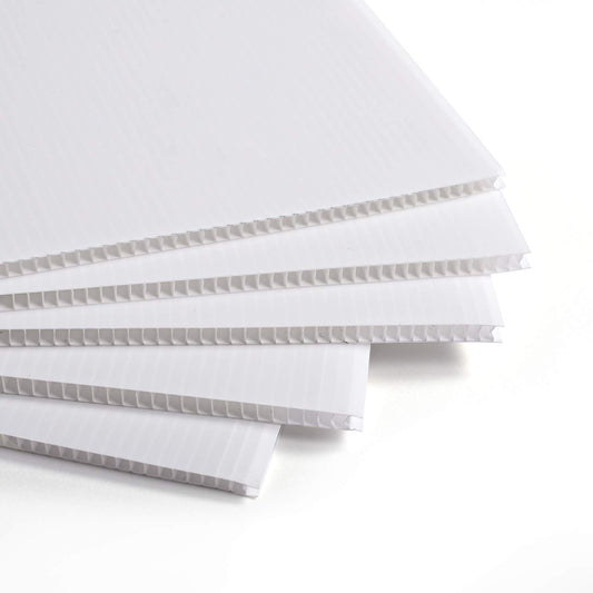 Corrugated Plastic Sheet for Indoor and Outdoor Use - 3/16 Inch Thick Poster Board, 24x36 Inches - Pack of 5 White Plastic Board Sheets - Waterproof Coroplast Sheets and Lightweight Blank Yard Signs