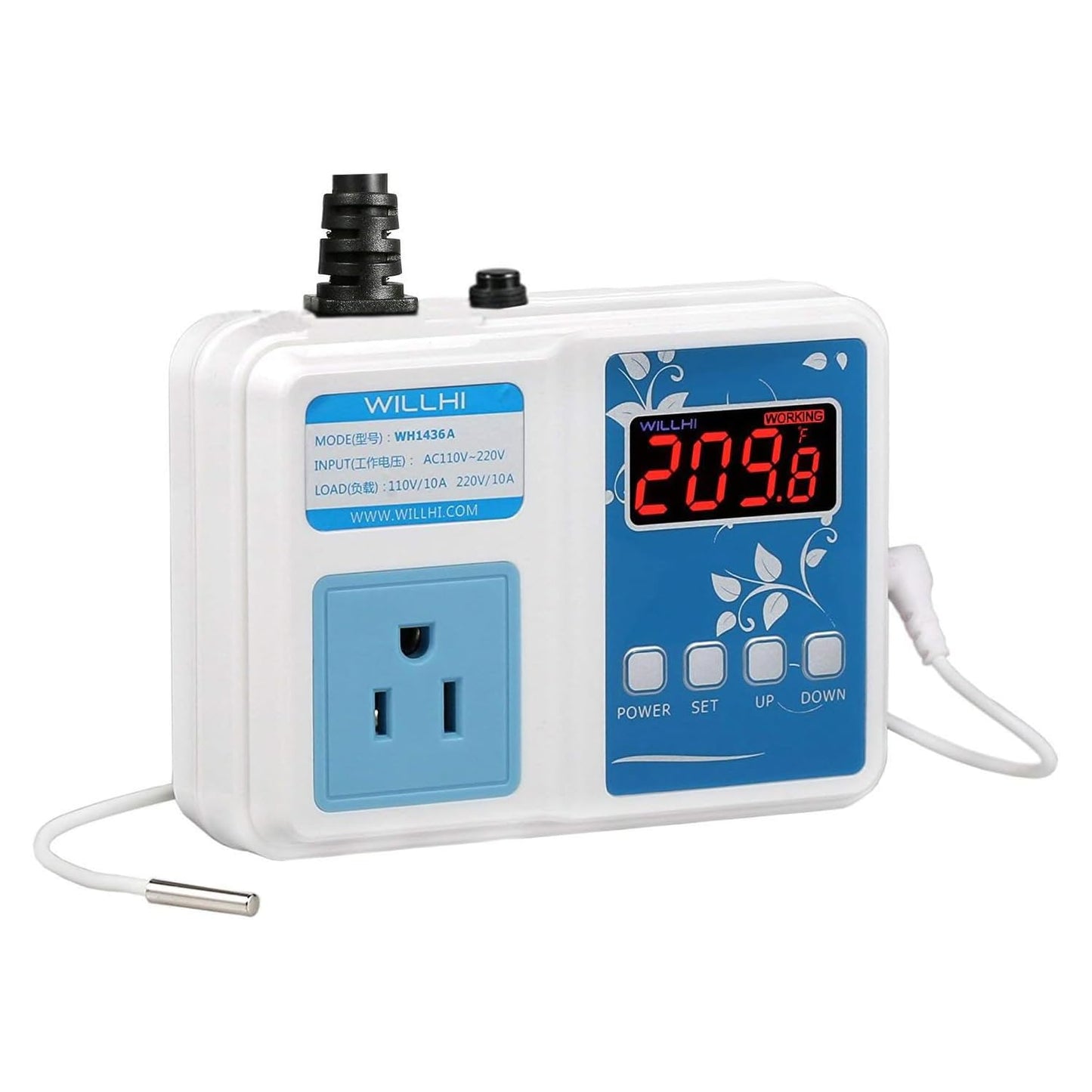 WILLHI WH1436A 10A Temperature Controller 110V Digital Thermostat Switch Sous Vide Controller NTC 10K Sensor Improved Version