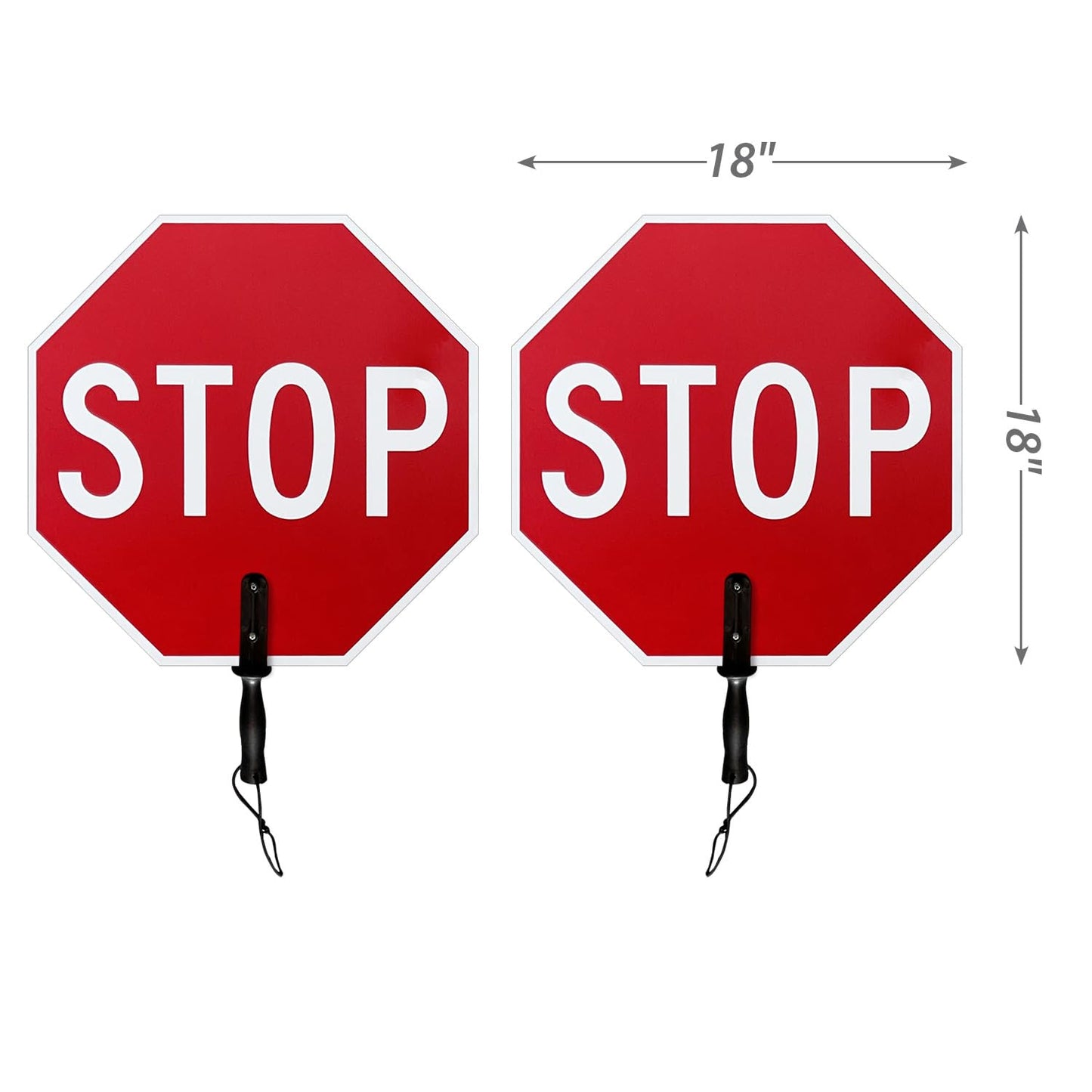 SmartSign Pack of 1, 18 x 18 inch Handheld “STOP - STOP” Paddle Sign with Handle, Double-Sided, 120 mil Aluminum Composite, Engineer Grade Reflective, Red and White