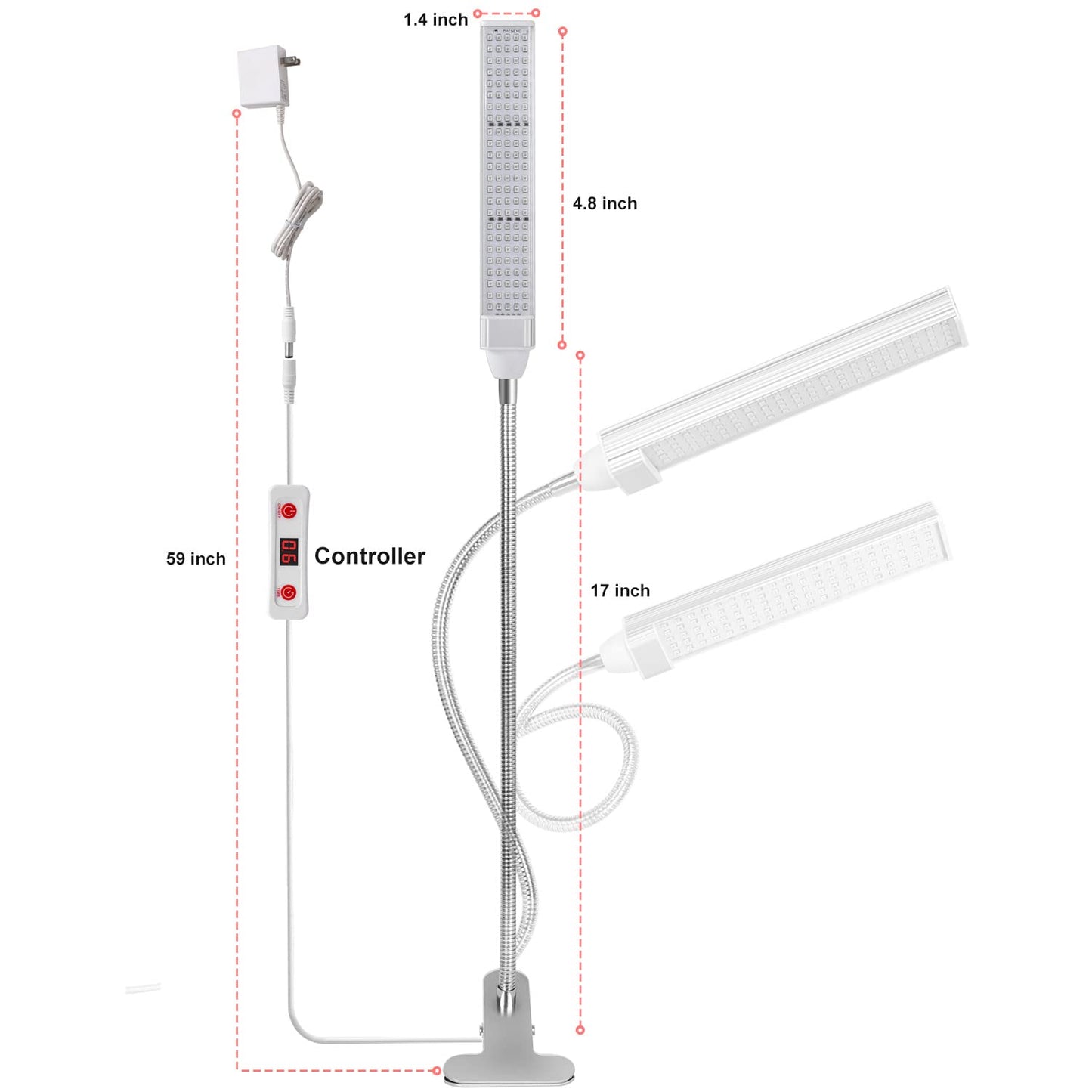 MAINENG Red Light Therapy Lamp with Timer, 660nm LED - M7666