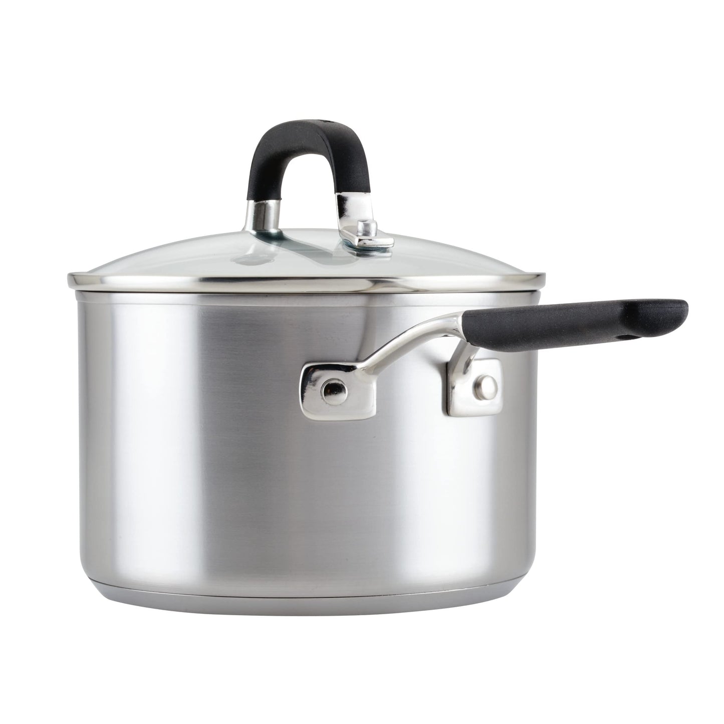 KitchenAid 3 Quart Saucepan with Lid, Brushed Stainless Steel Induction Saucepan