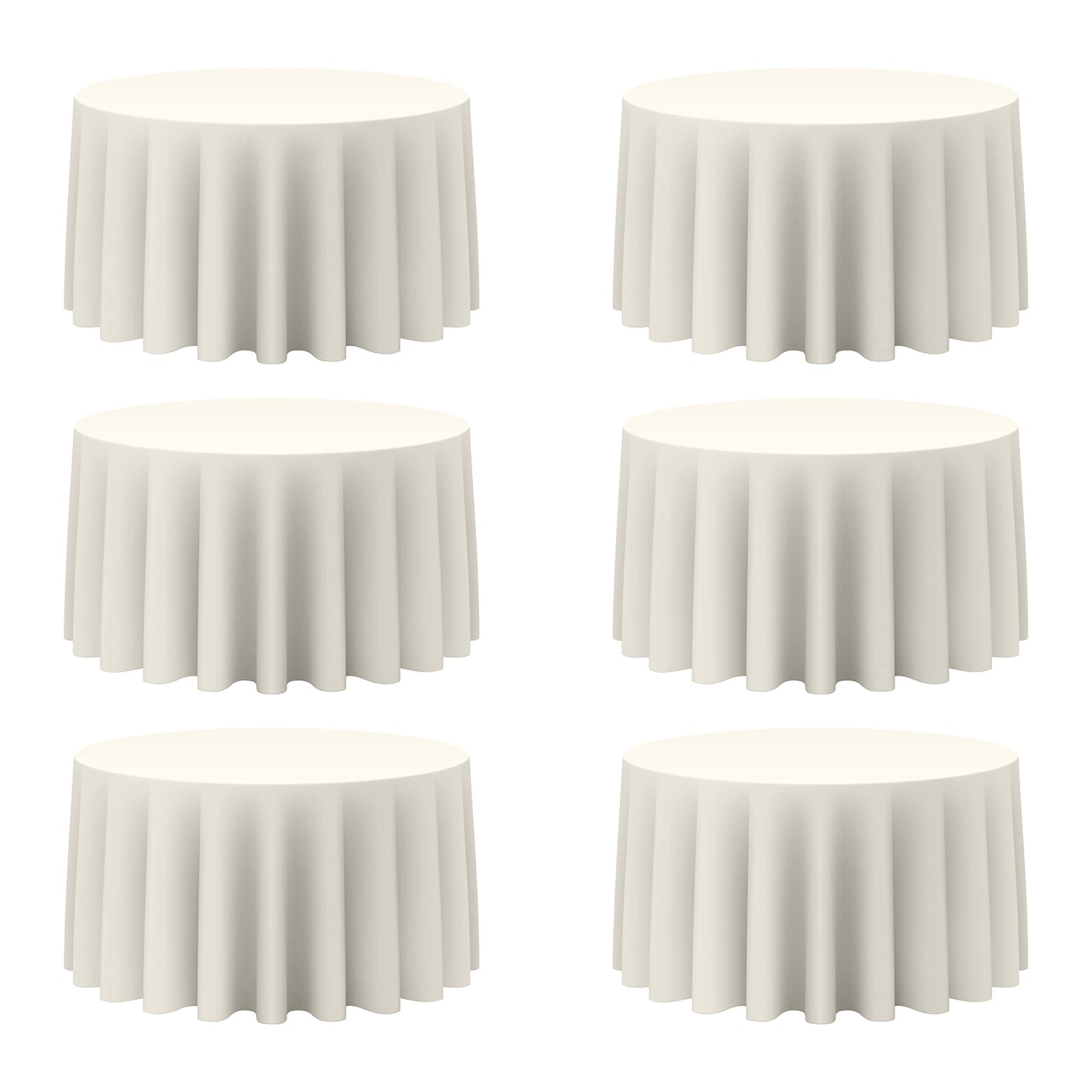 BRILLMAX 6 Pack Ivory Round Tablecloths 120 Inch - Circle Bulk Linen Polyester Fabric Washable Table Cloth Cover for Wedding Reception Banquet Birthday Party Buffet Restaurant