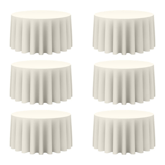 BRILLMAX 6 Pack Ivory Round Tablecloths 120 Inch - Circle Bulk Linen Polyester Fabric Washable Table Cloth Cover for Wedding Reception Banquet Birthday Party Buffet Restaurant
