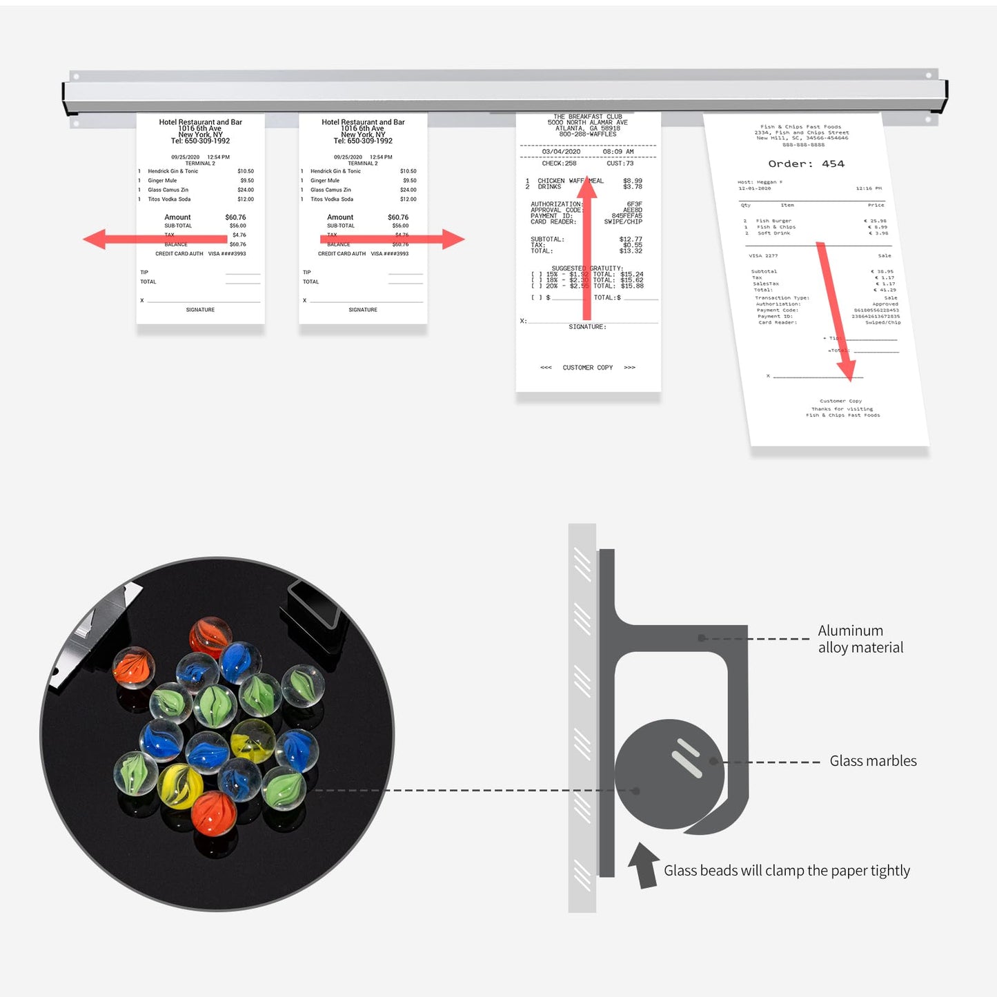 Restaurant Ticket Rack - 16/18/24/28/30" Ticket Check Rack - Commercial Kitchen, Cafes, Pubs, Bars (2 Pcs, 30 Inch)