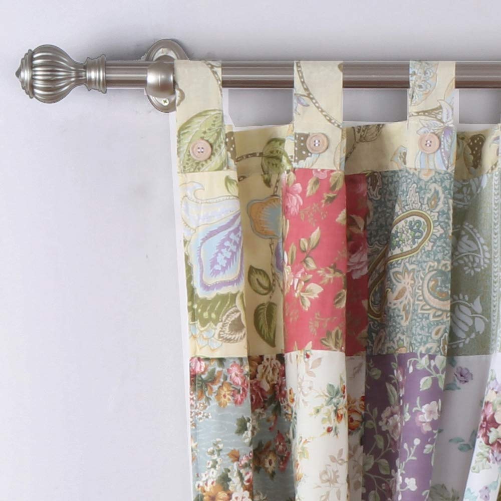 Greenland Home Blooming Prairie Authentic Patchwork Curtain Panel Set, 84 x 84 inches, Includes Two (2) 42 W x 84 L Panels