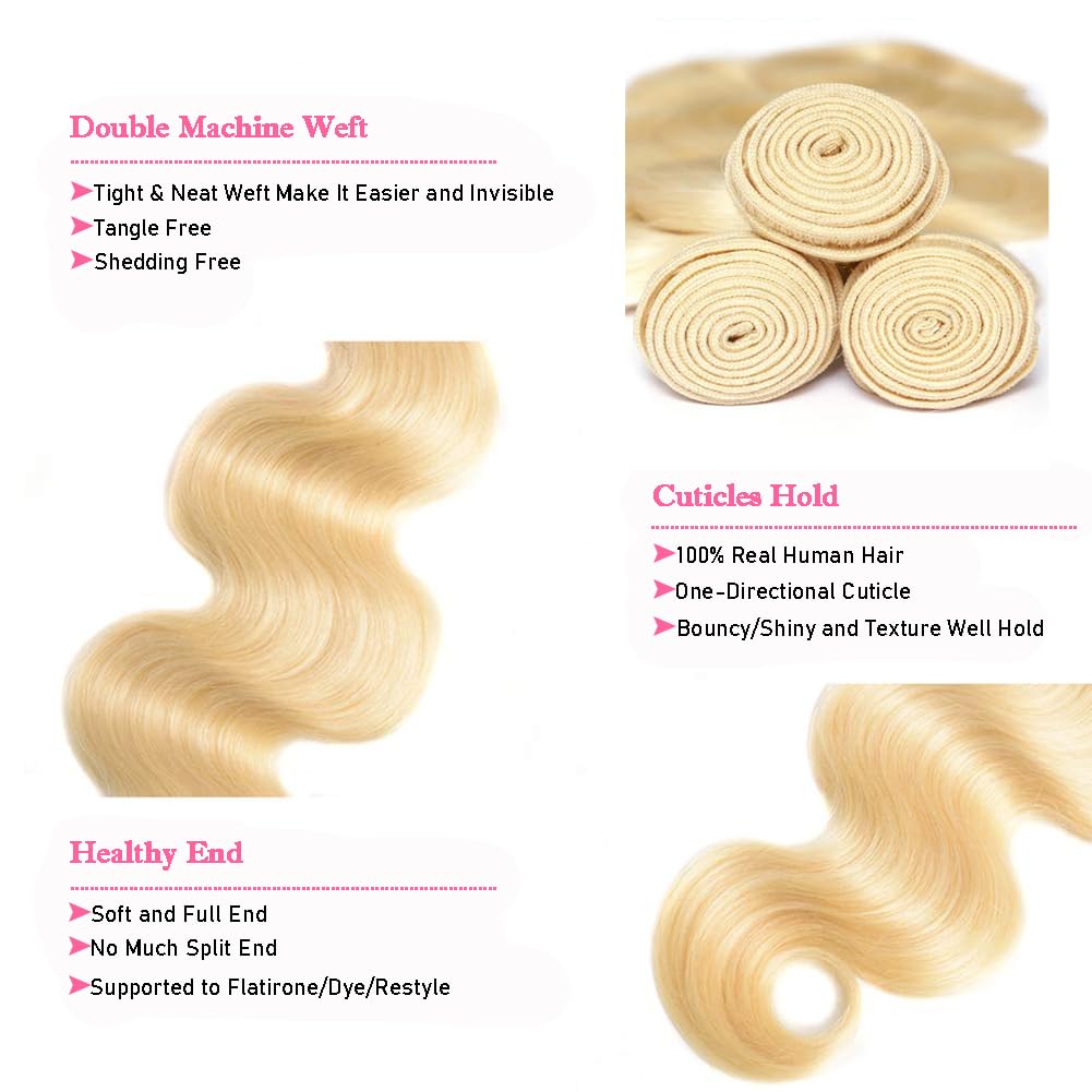 613 Bundles Blonde Bundles Human Hair 18 Inch 613 Body Wave bundles 100% Unprocessed 12A Grade Brazilian Virgin Hair Bundles 1 Bundle Human Hair 613 Blonde Bundle