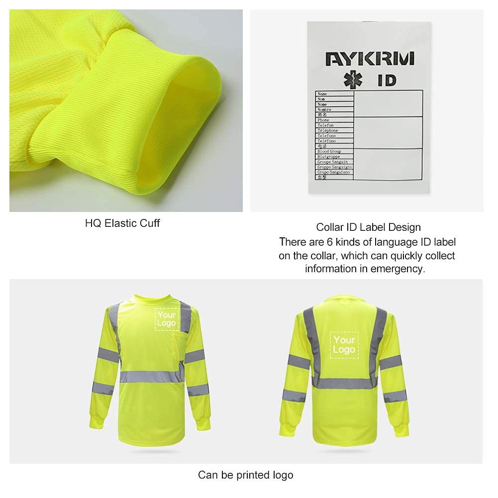 A-SAFETY Long Sleeve Safety Shirts for Men 3 Pack (Yellow X-Large)