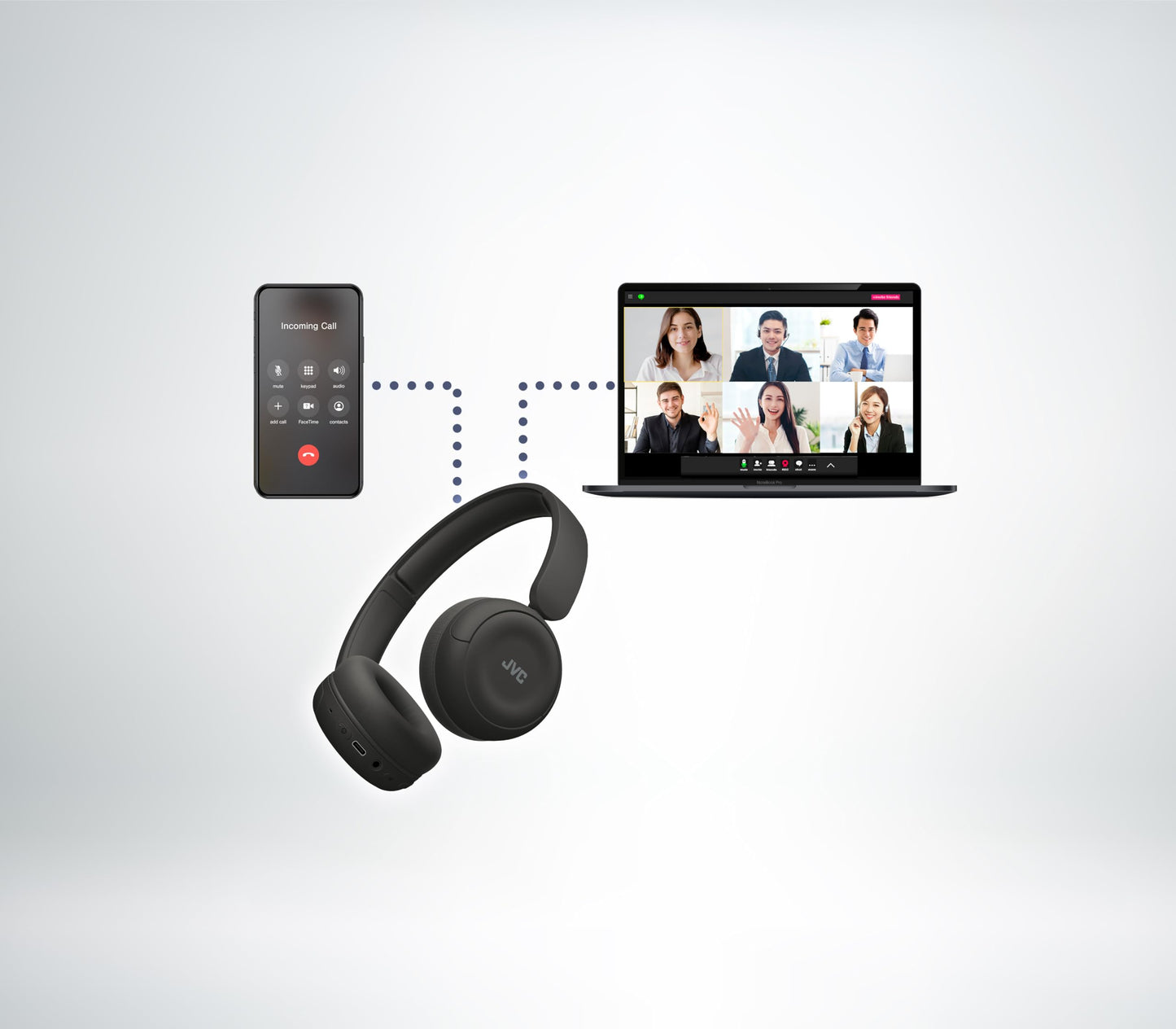 JVC - ON-Ear Wireless Headphones with Bluetooth 5.3 HAS59WB - Black