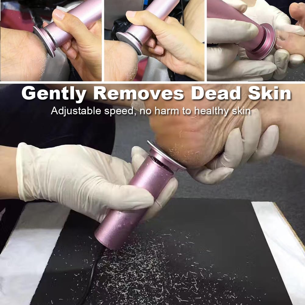 Electric Callus Remover for Feet, Powerful Electric Foot Callus Remover Adjustable Speed Electric Foot File with 60PCS Sanding Discs Pedicure Tools Feet Scrubber Dead Skin Foot Grinder, Pink