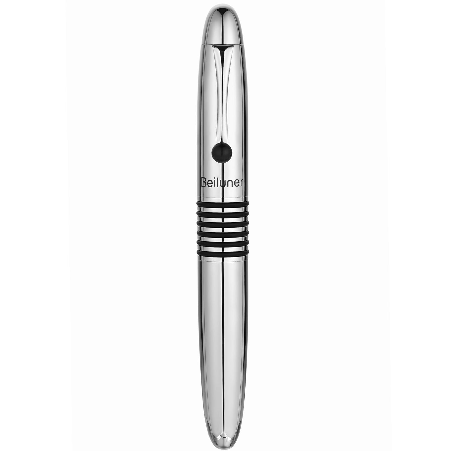 BEILUNER 320 Silver Chrome Rollerball - Stunning Luxury Pen with Chrome Finish, EDC, Heavy, Black Ink Refill, Best Gift Set for Men & Women, Professional, Executive Office, Nice Classic Pens
