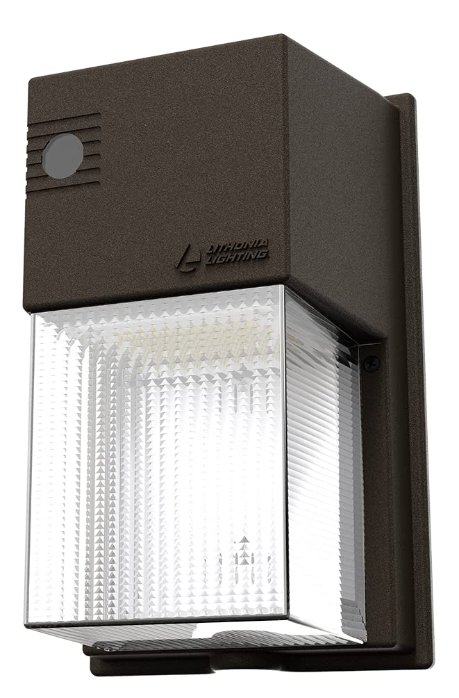 Lithonia Lighting 7" LED Wall Pack Light, Outdoor LED Wall Light, Adjustable Lumens, Switchable Color Temperature, Switchable Photocell Sensor, MVolt, Dark Bronze (TWS LED ALO SWW2 MVOLT PE DDB M2)