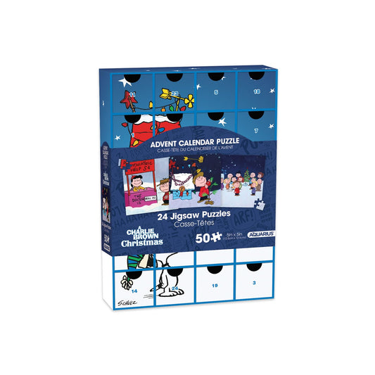 AQUARIUS Peanuts Advent Calendar Puzzle Set (24 Jigsaw Puzzles / 50 Pieces Each) Officially Licensed Peanuts Merchandise & Collectibles -5x5 Inches
