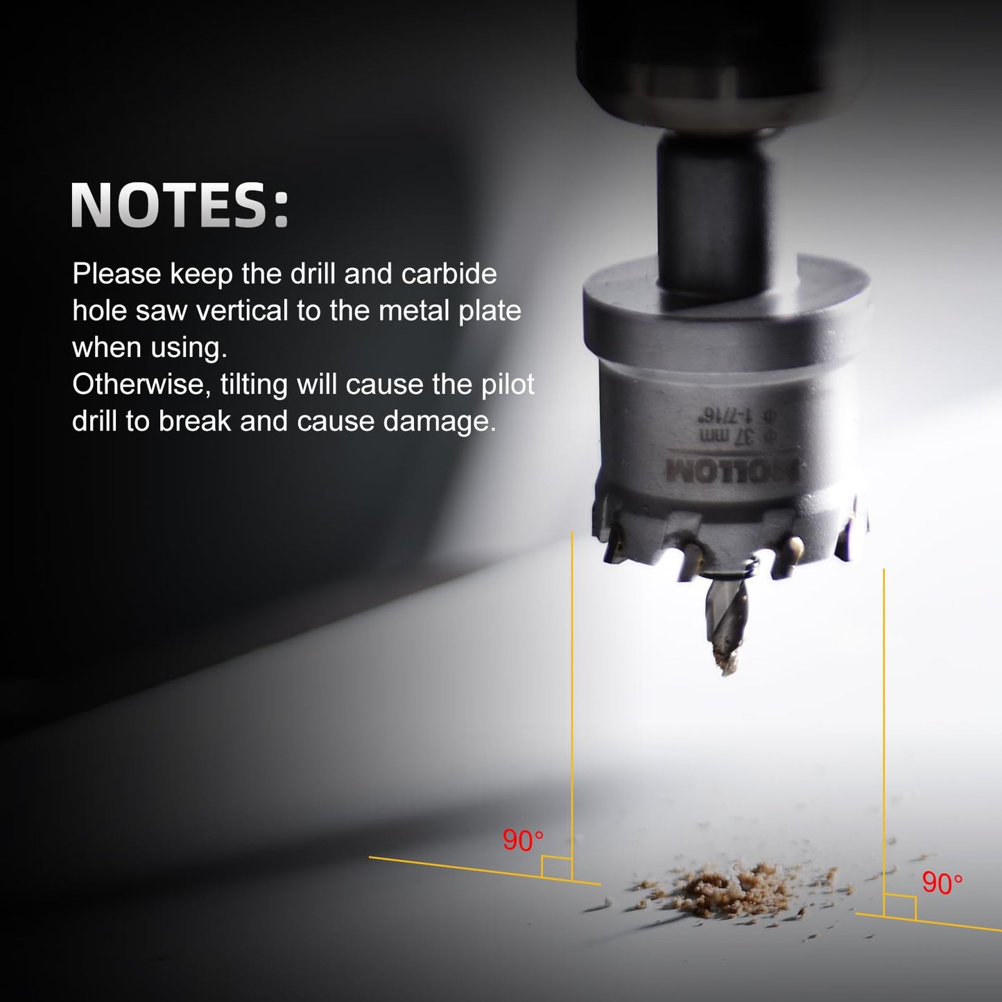 Mollom TCT 12Pcs Hole Saw(13-54mm) Carbide Hole Saw Kit for Hard Metal, Extra 2xTitanium & 2xStepped Pilot Drill bits and 3Pcs Hex Key for Stainless Steel,Iron,Aluminum,Alloy,Metal,Wood