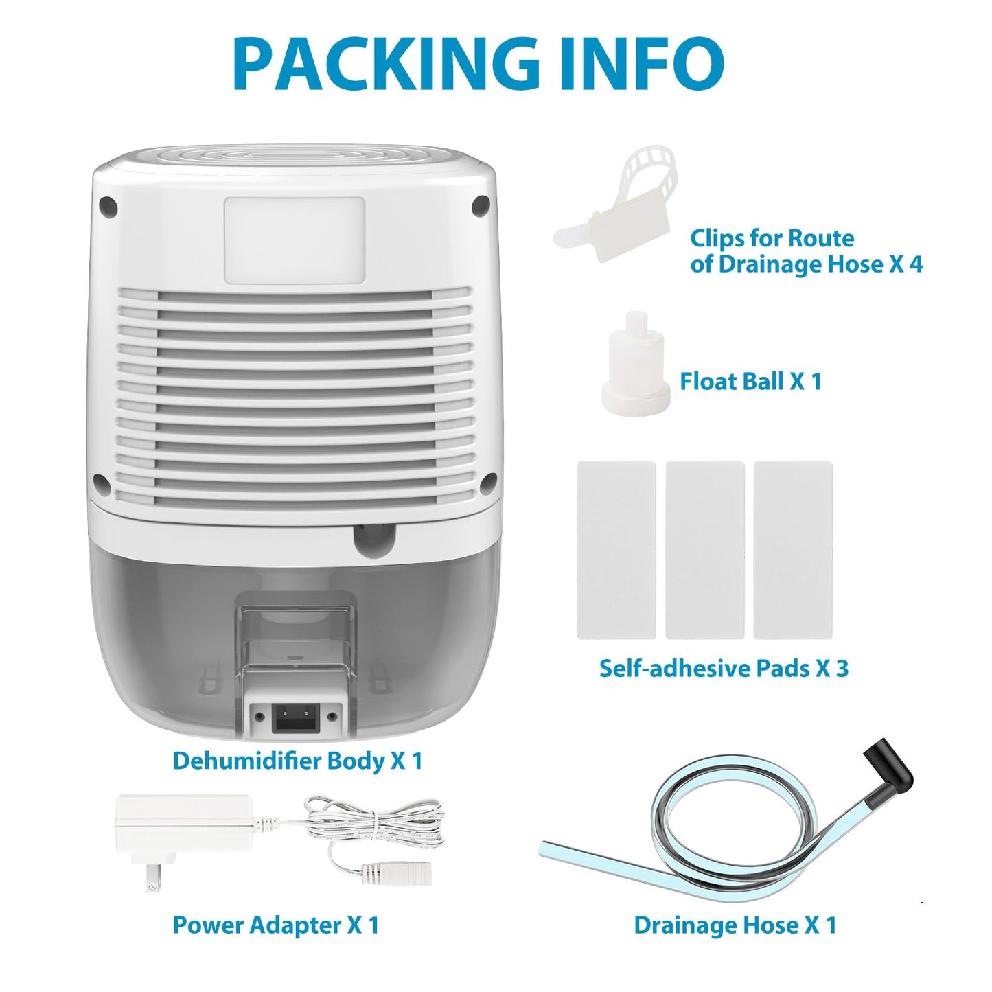 Dehumidifier with Drain Hose. Litever Small Portable Dehumidifier. Auto-OFF. Drain Hose for Continuous Drainage. Effective for Small Bathroom Pantry Closet Basement Wardrobe Gun safe RV Trailer Camper