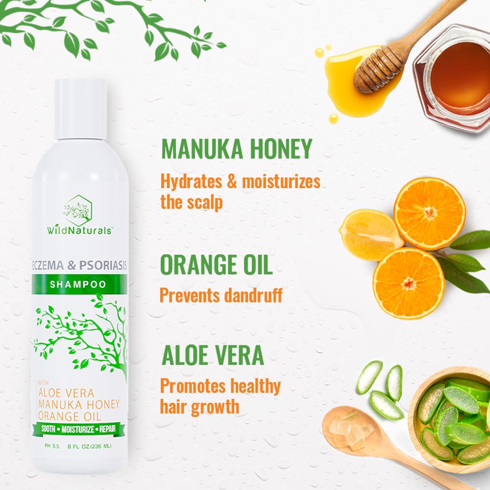Eczema & Psoriasis Treatment Shampoo - Anti-Dandruff, Scalp Relief for Dry & Itchy Skin - Hypoallergenic, Paraben & Fragrance-Free for Sensitive Scalp