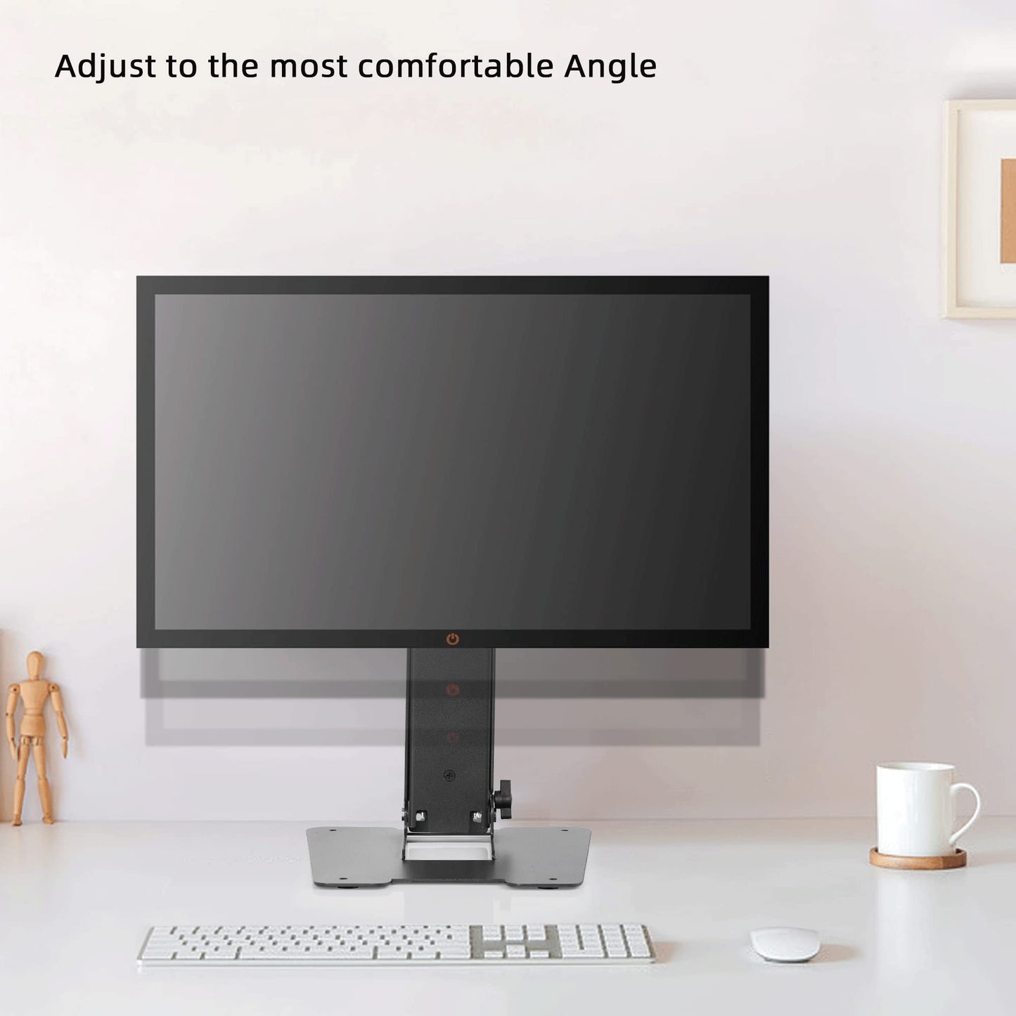 WEARSON Folding Monitor Stand - Height Adjustable Vesa Monitor Stand, Tilt, Rotation Free Standing Low Profile Desk Mount for Single Monitor up to 28 inch Screens Upgrade WS-03T